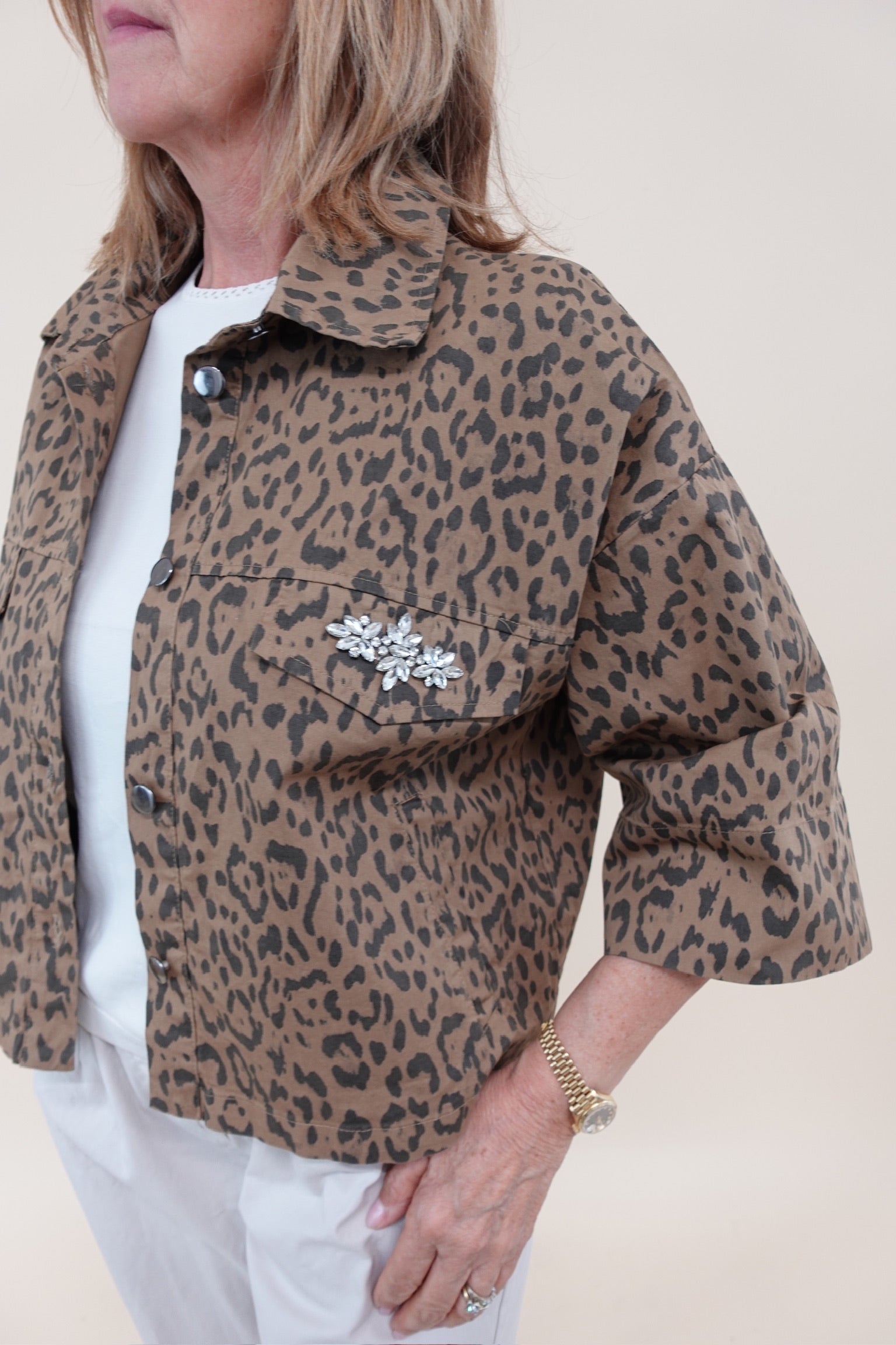 Giacca Shine Leopard Scura