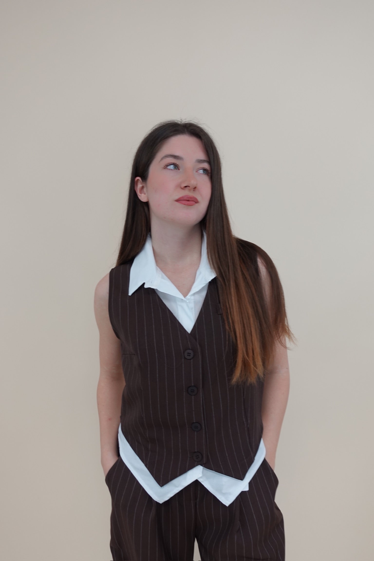 Gilet Line Marrone
