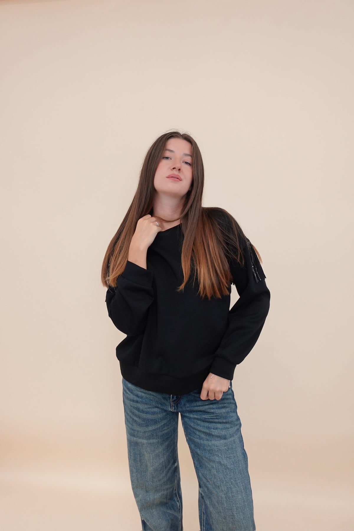 Felpa Frange Nero