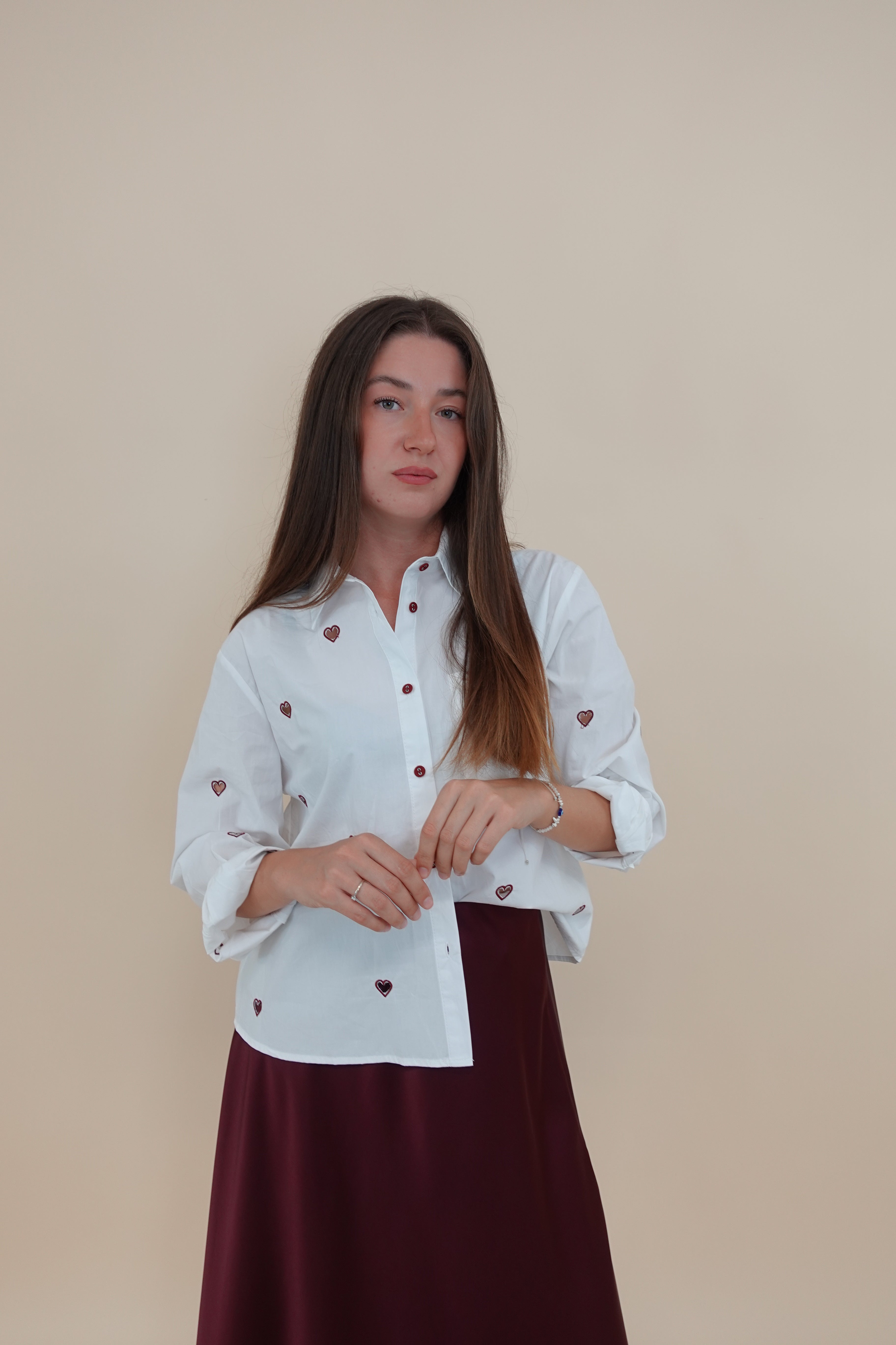 Camicia Heart Bordeaux