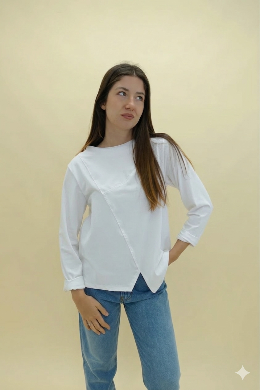 Maglia Assimmetrica Bianca