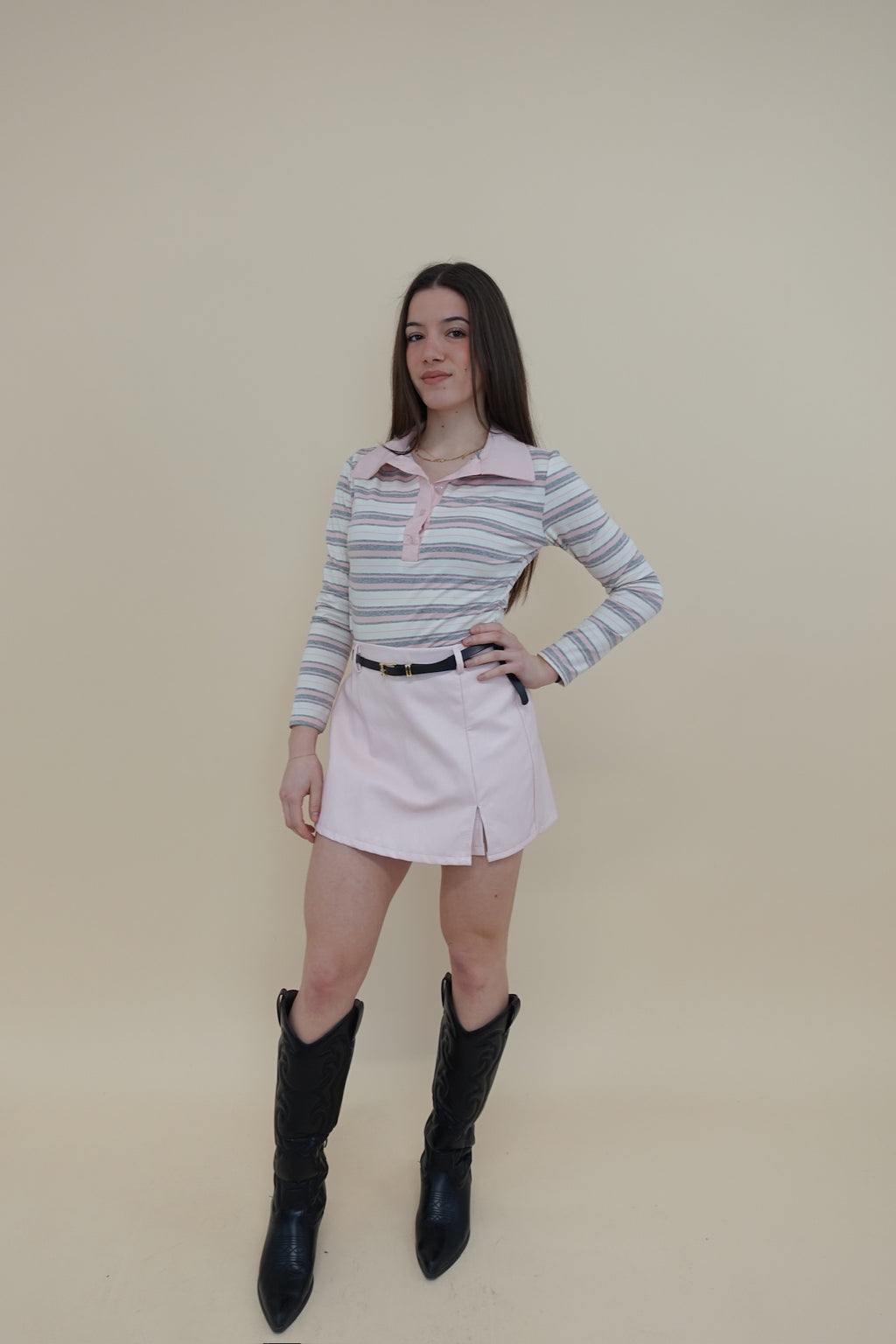 Body Polo Line Rosa