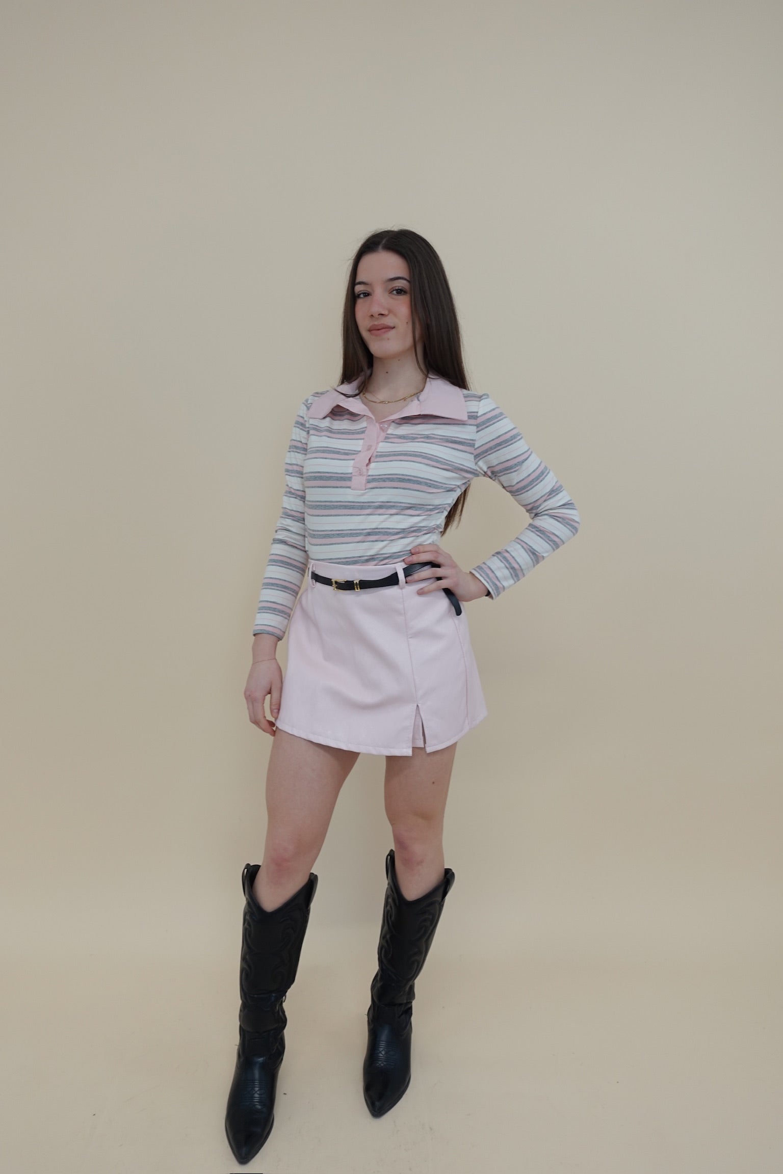 Body Polo Line Rosa