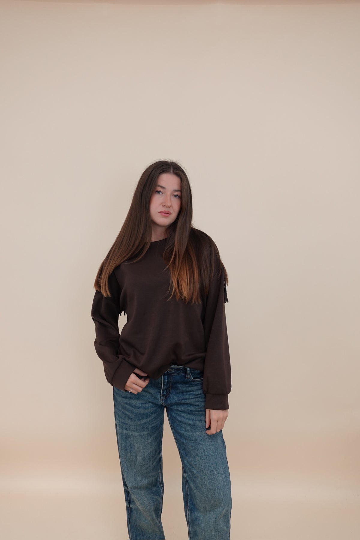 Felpa Frange Marrone