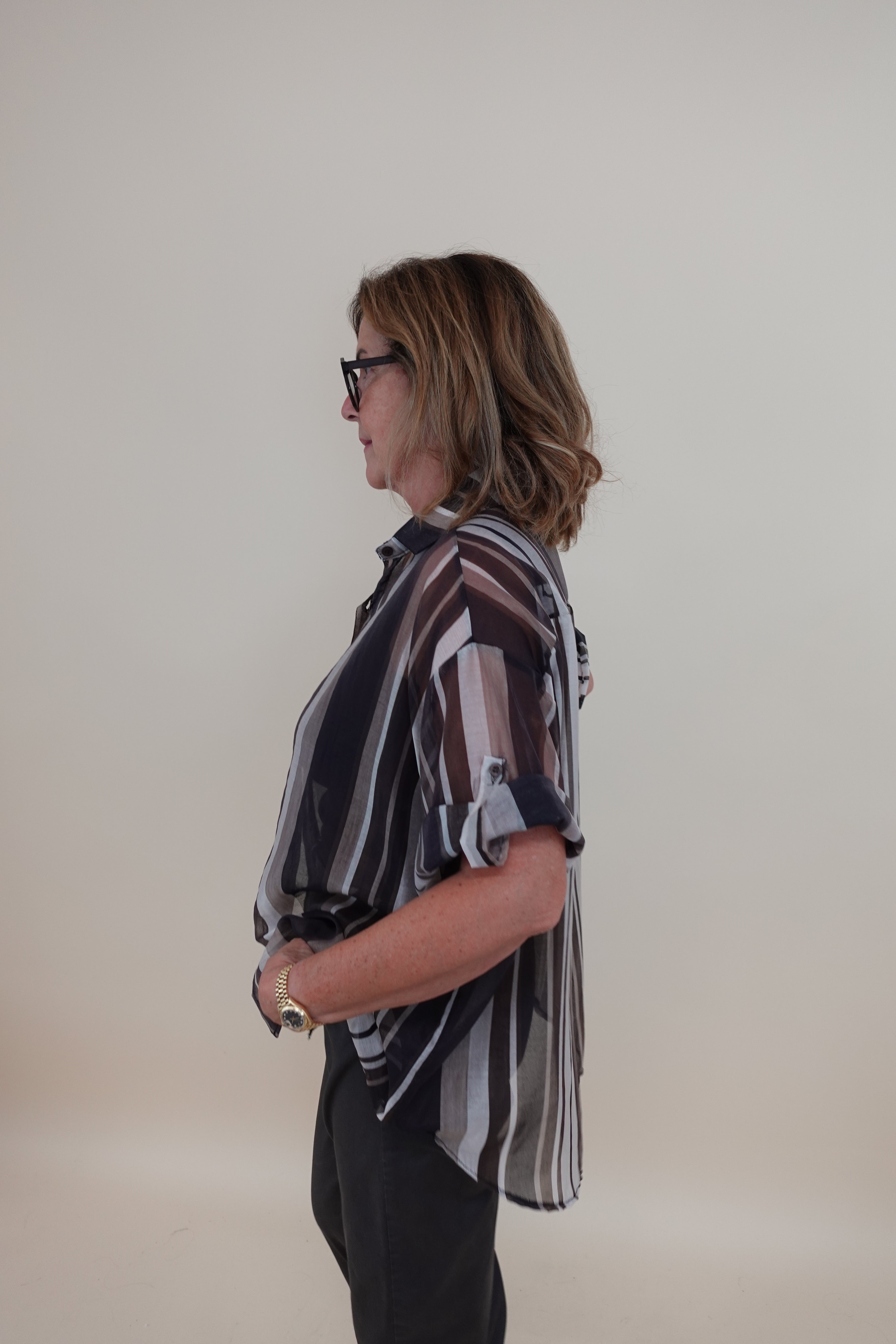 Camicia Mille Righe Marrone