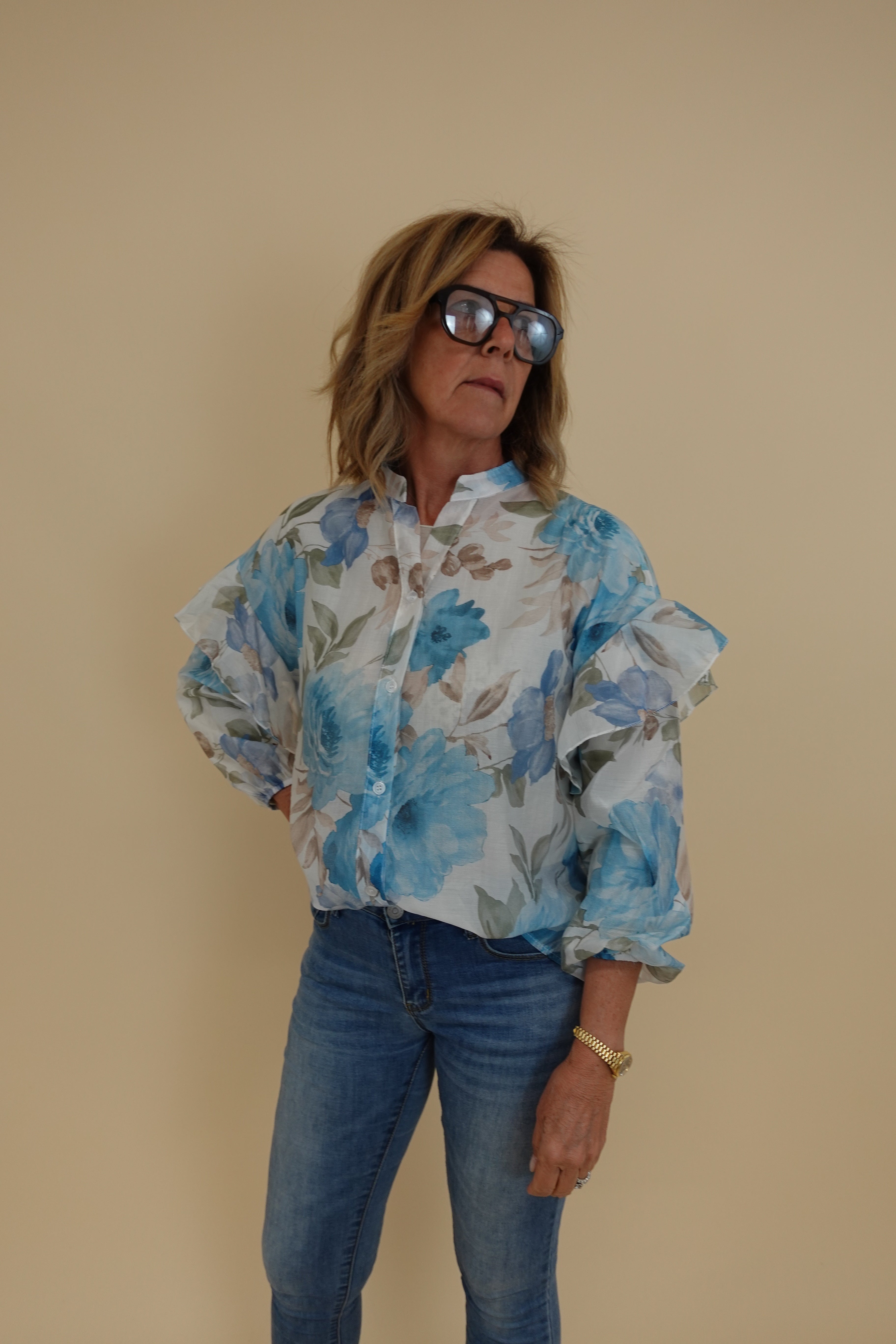 Camicia Fiori Azzurra
