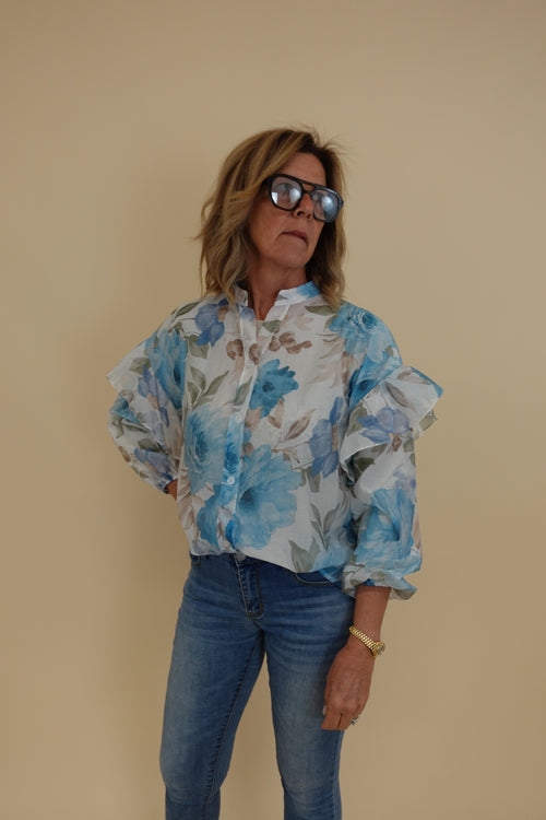 Camicia Fiori Azzurra