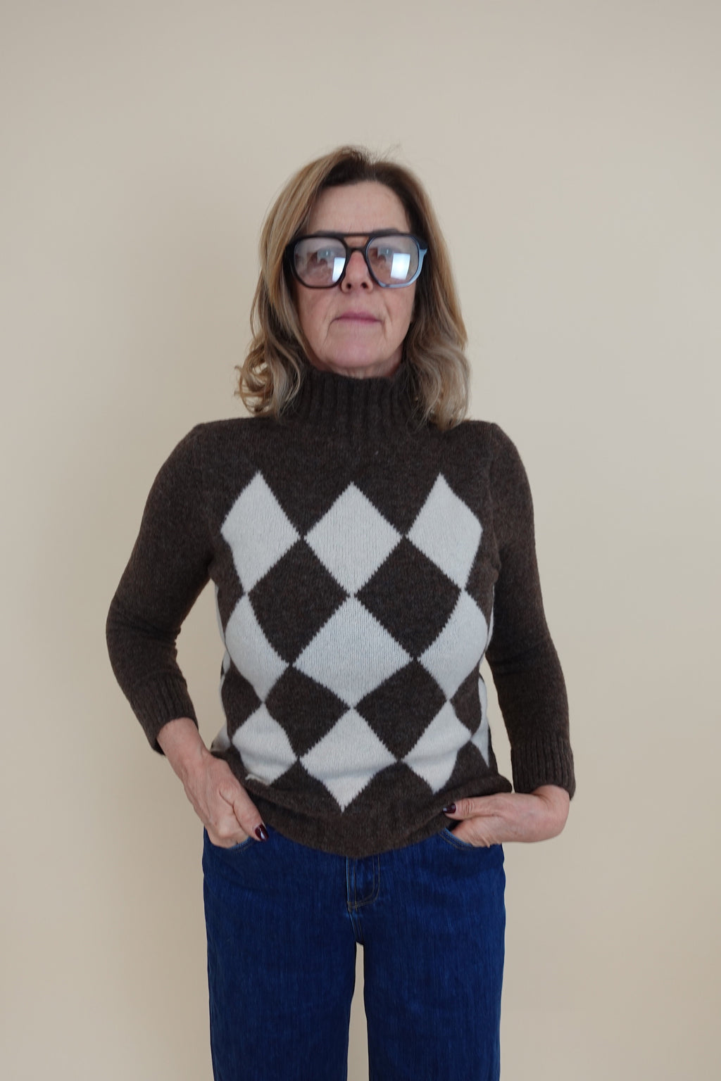 Maglione Scacchi Marrone