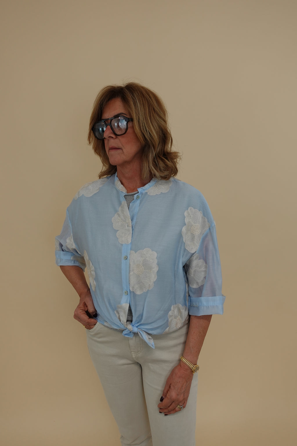 Camicia Flower Azzurra