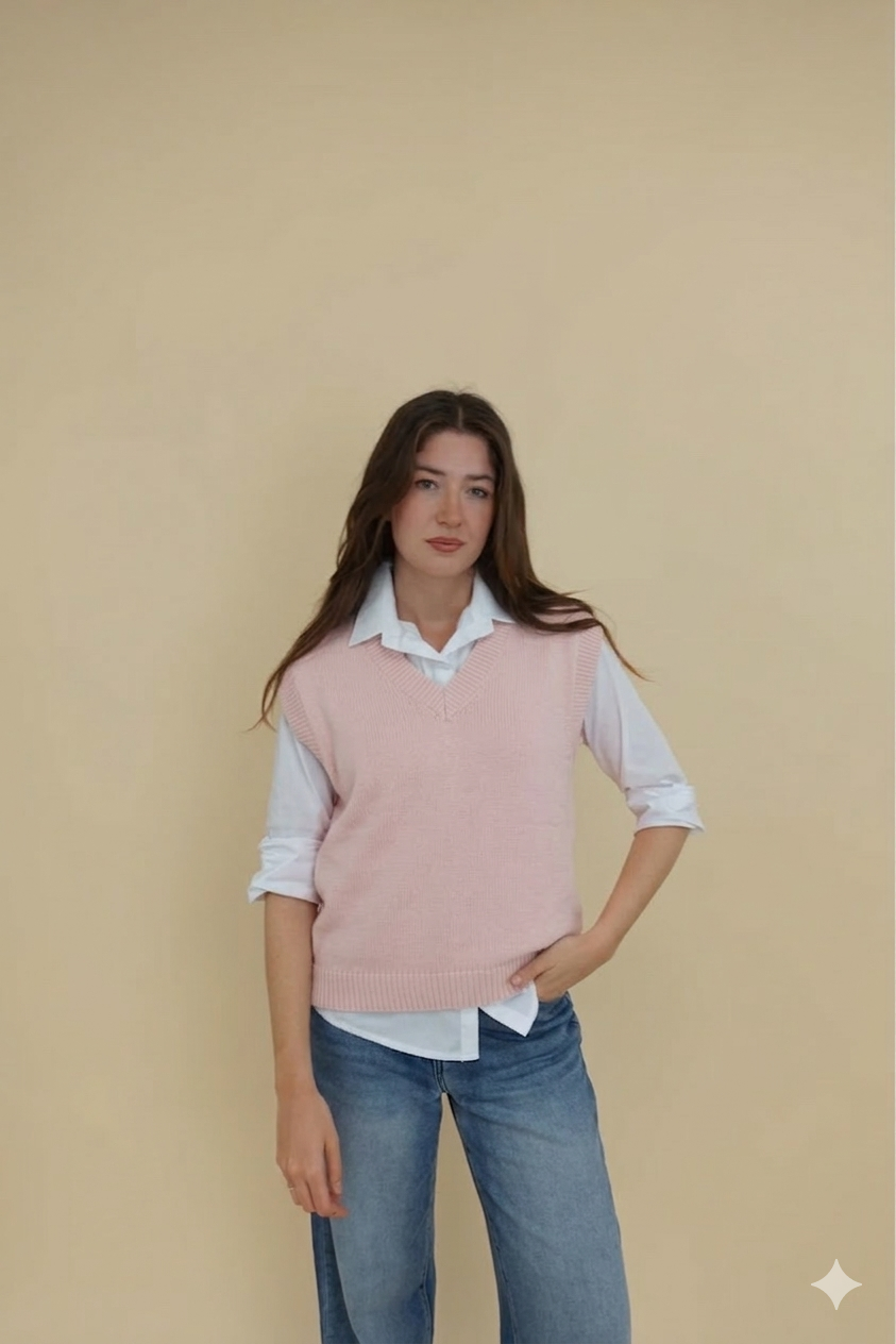 Gilet V Rosa Chiaro