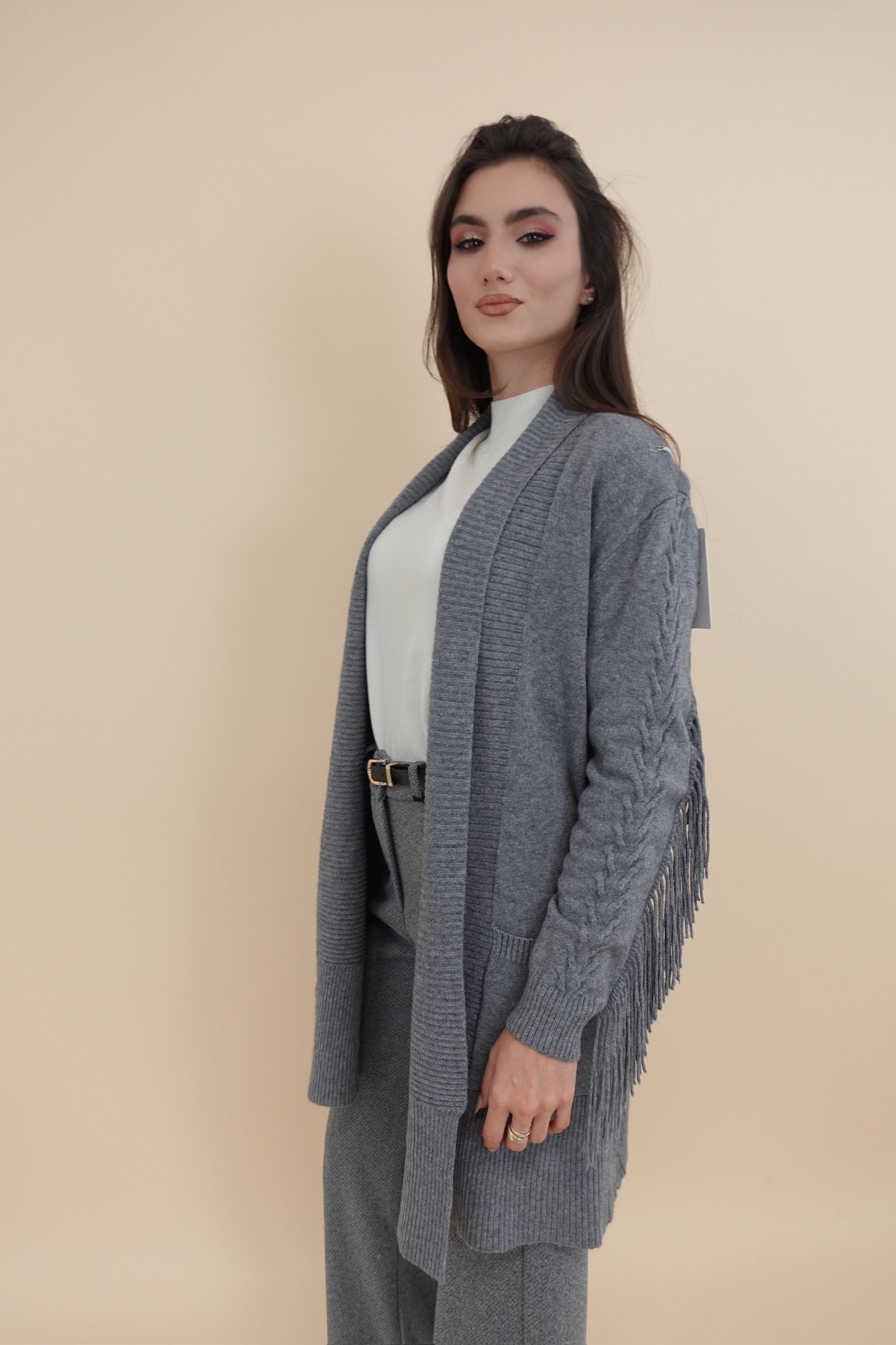 Cardigan Sfrangiato Grigio