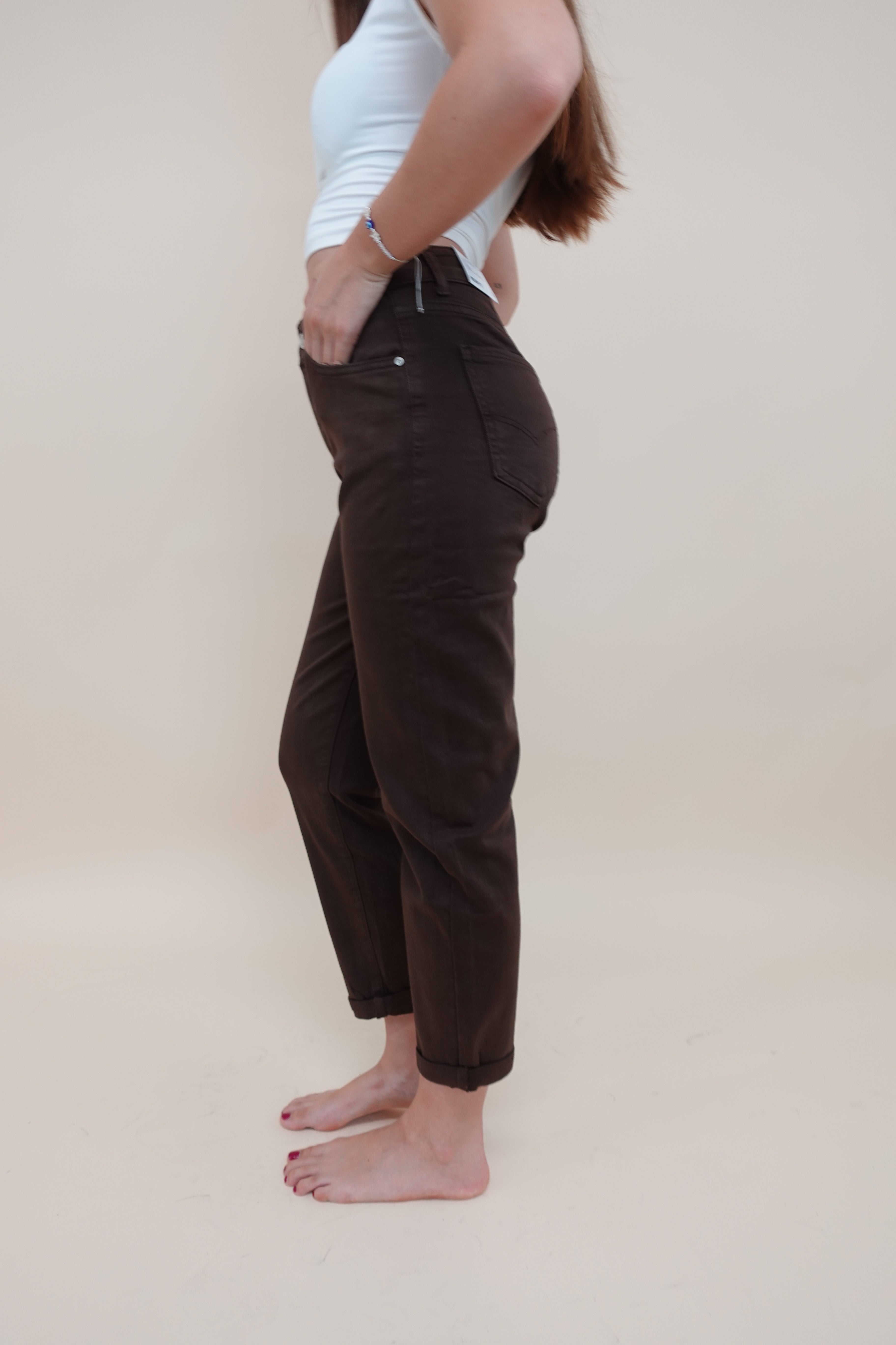 Jeans Momfit Marrone