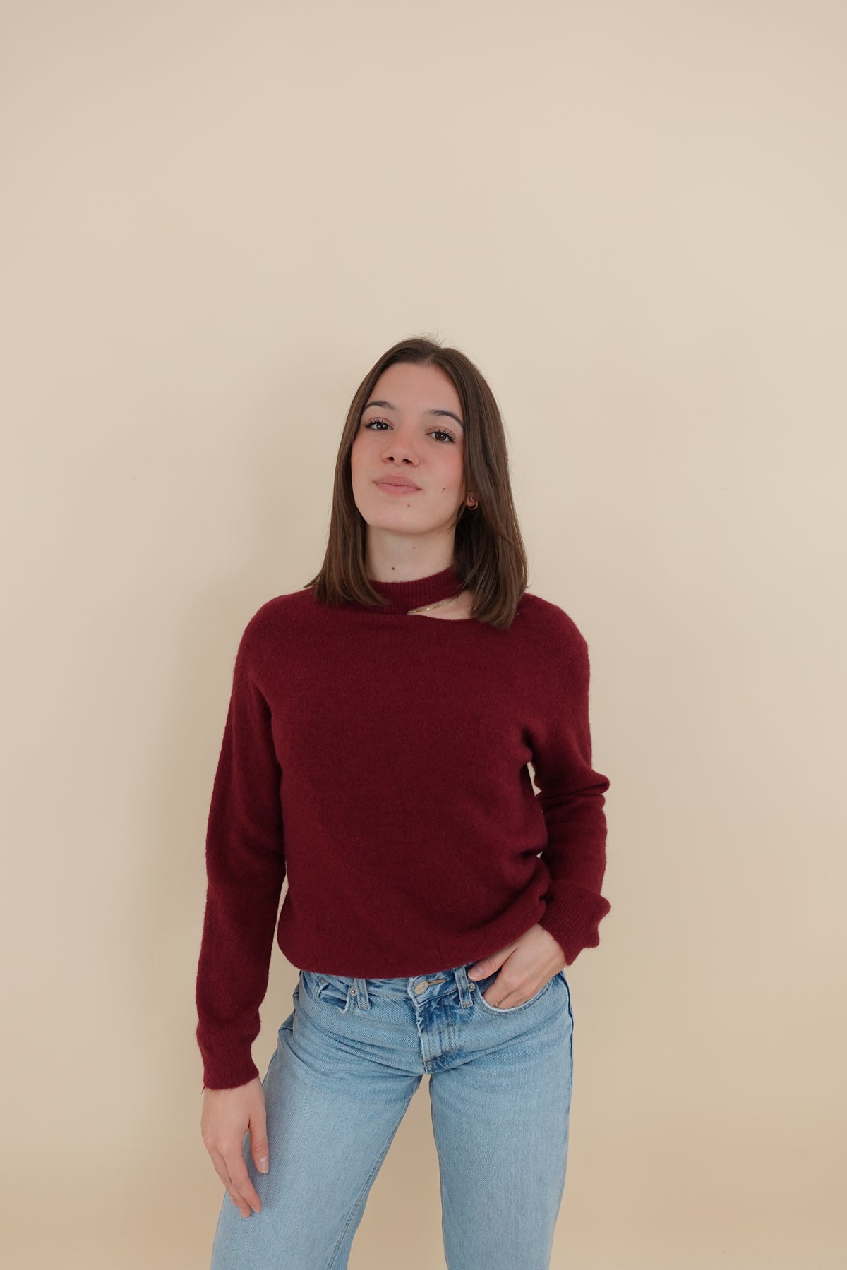 Maglione Cut Bordeaux Small