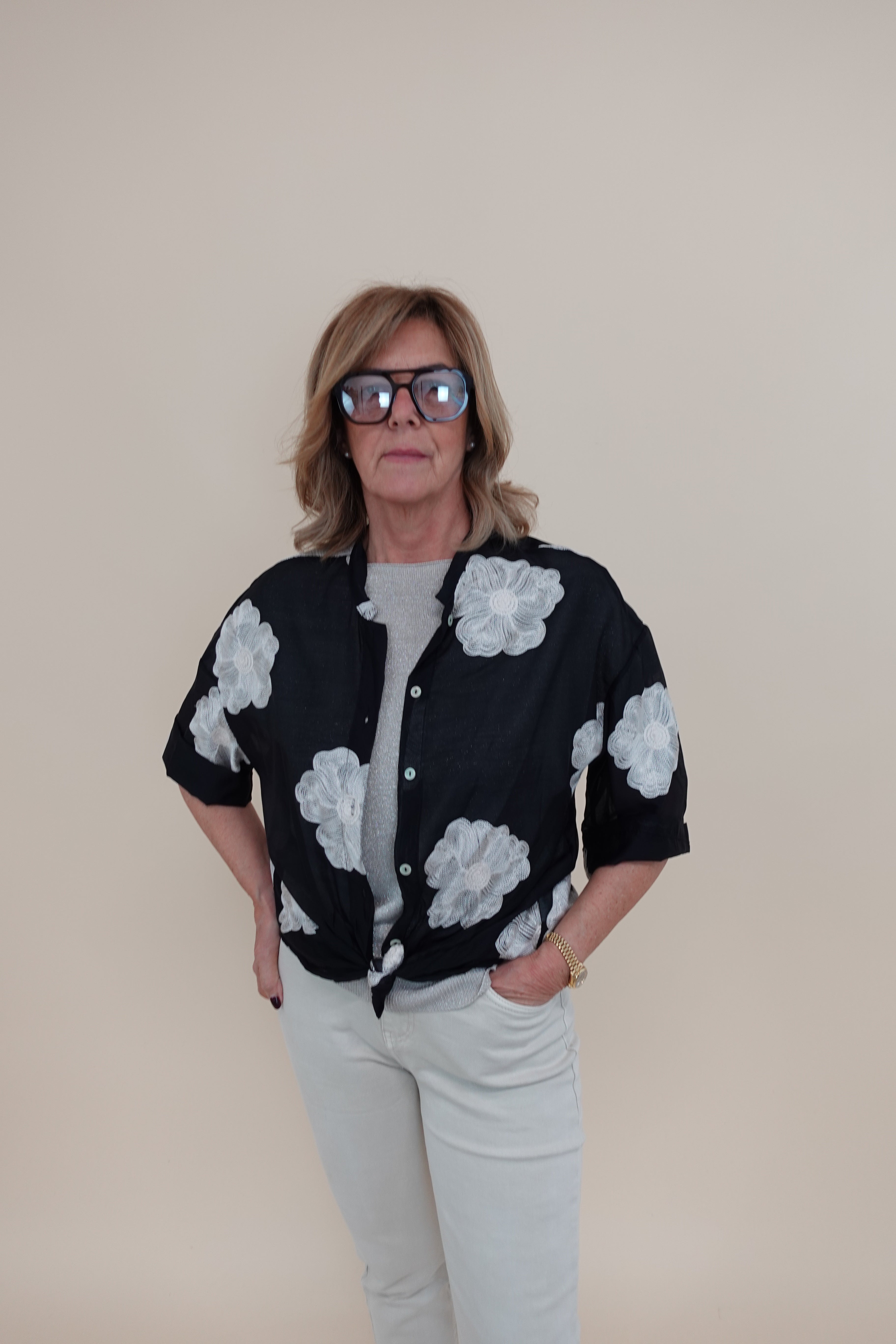 Camicia Flower Nera