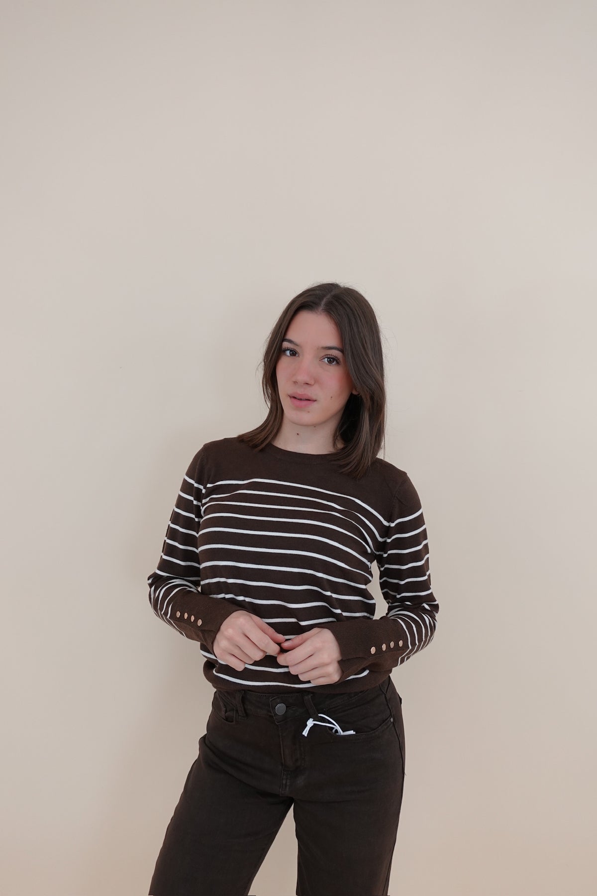 Maglioncino Righette Marrone