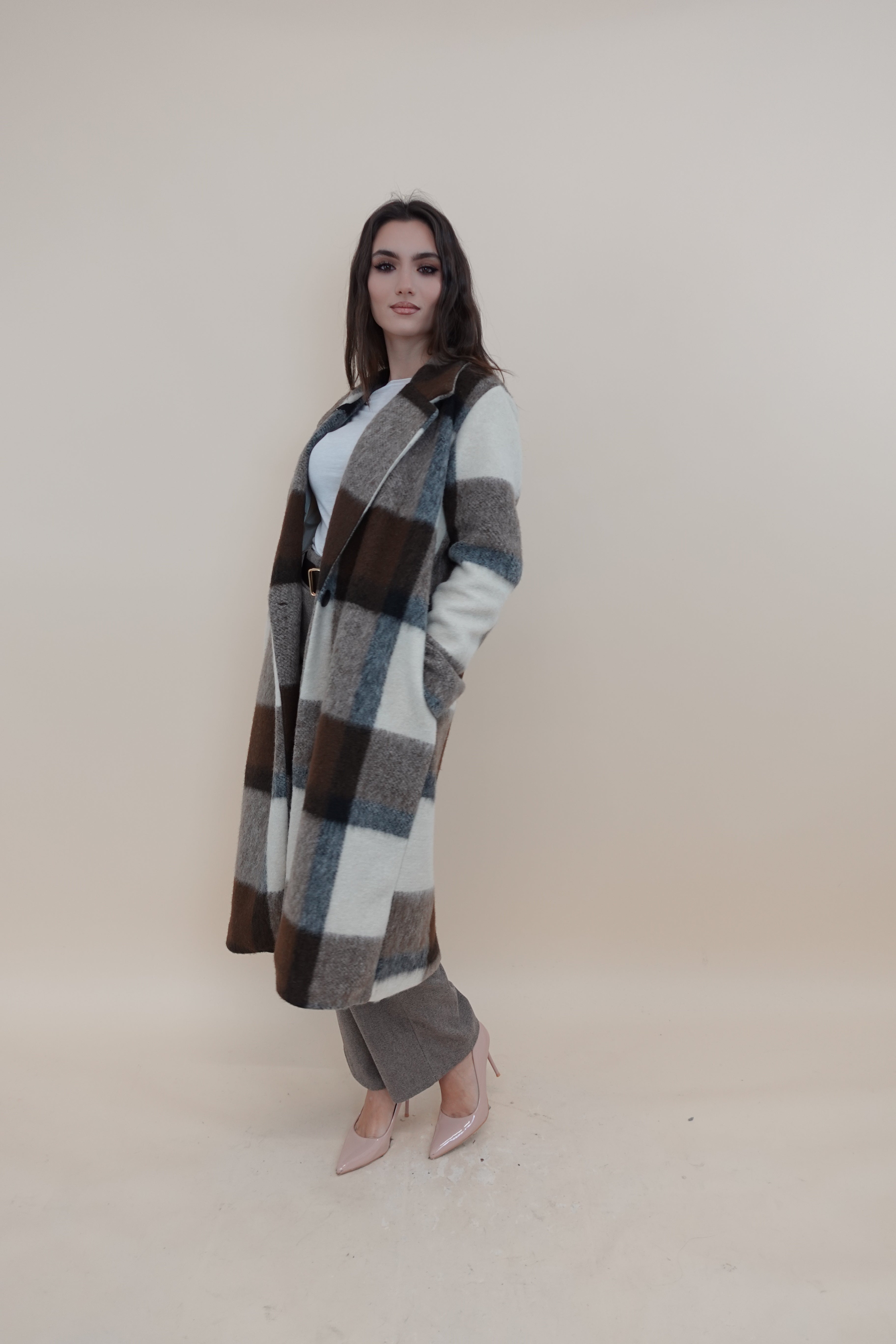 Cappotto Scacchi Marrone