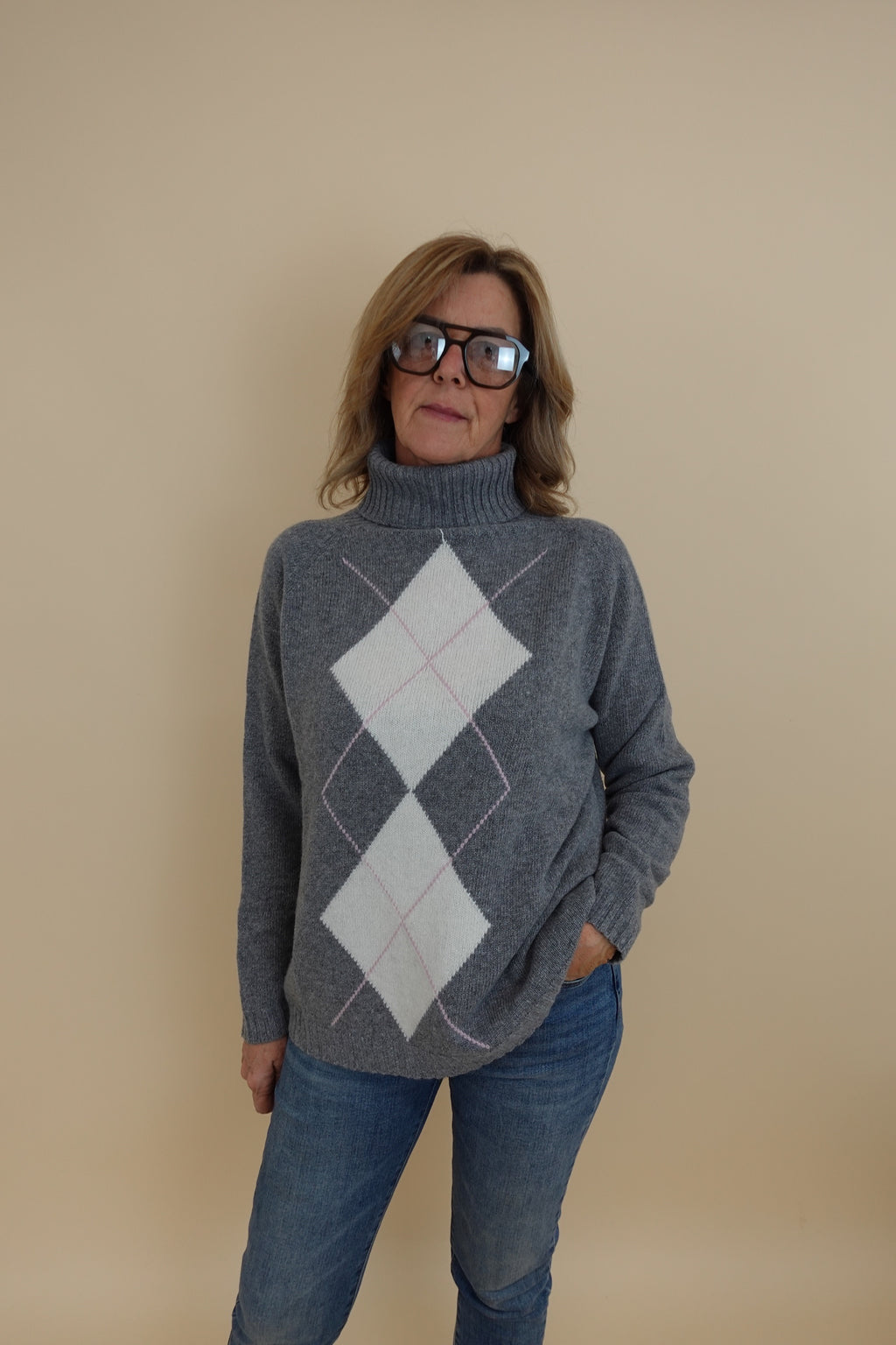 Maglione Rombi Grigio Scuro