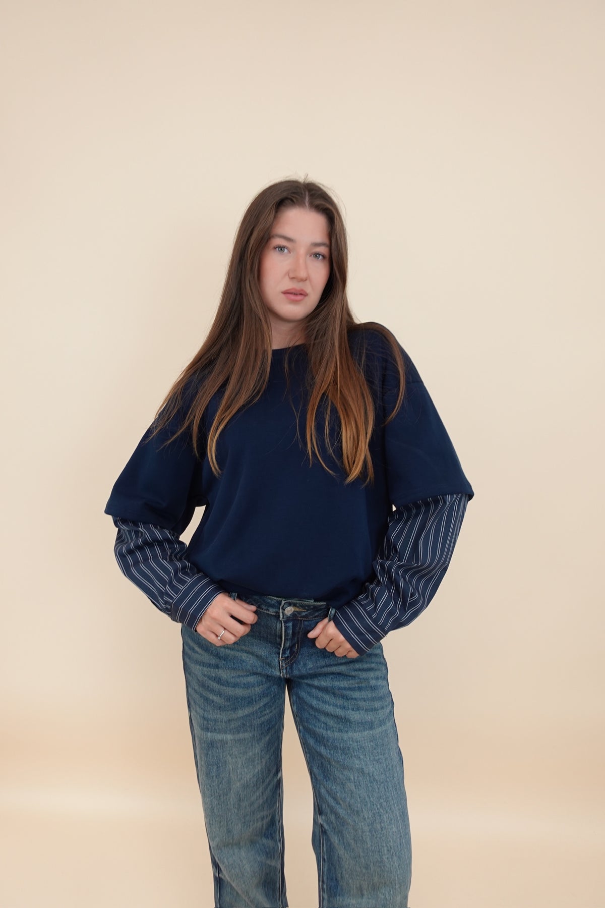 Felpa Camicia Blu