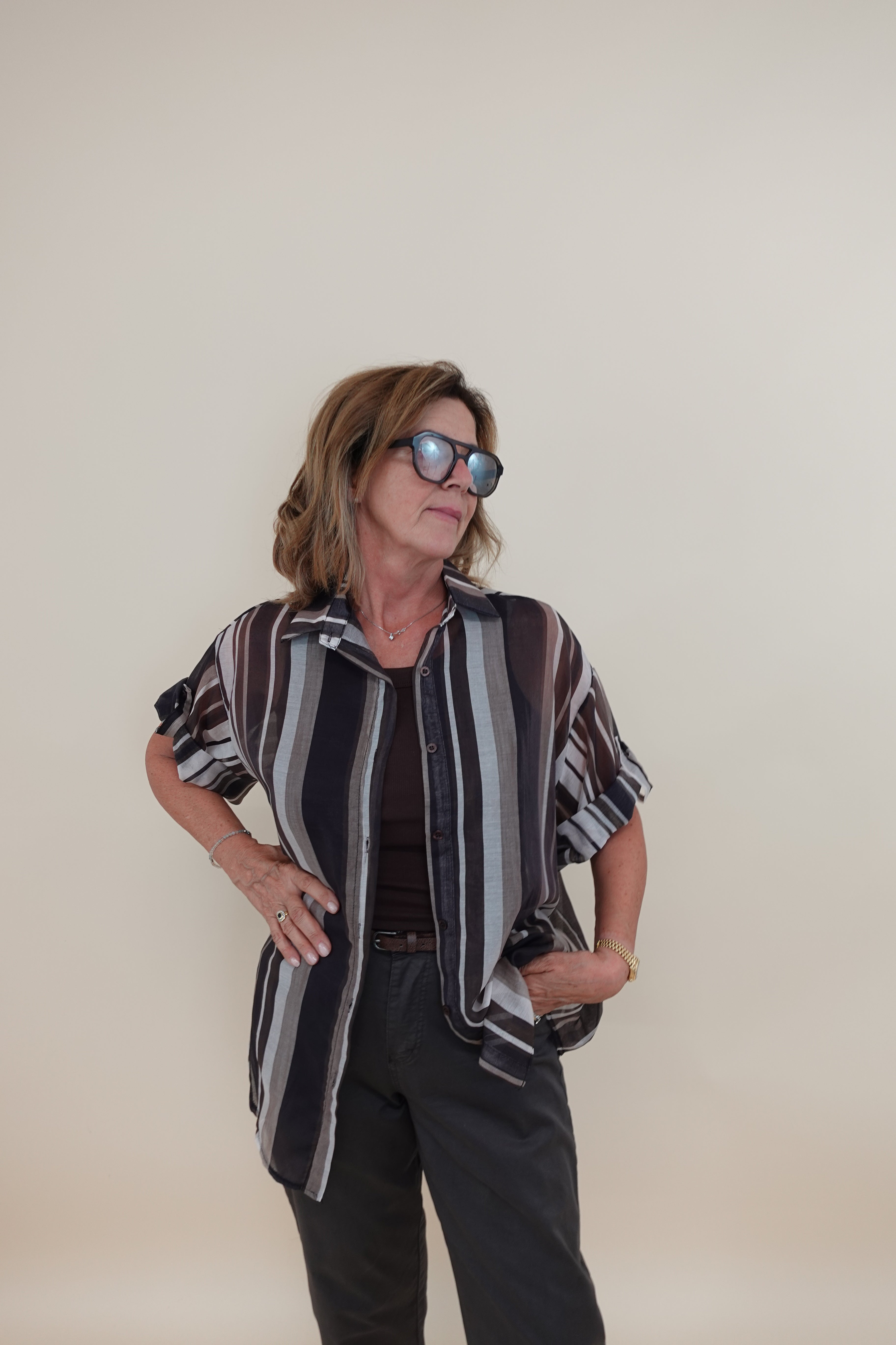 Camicia Mille Righe Marrone