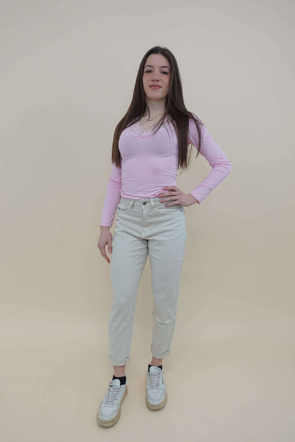Jeans Momfit Beige