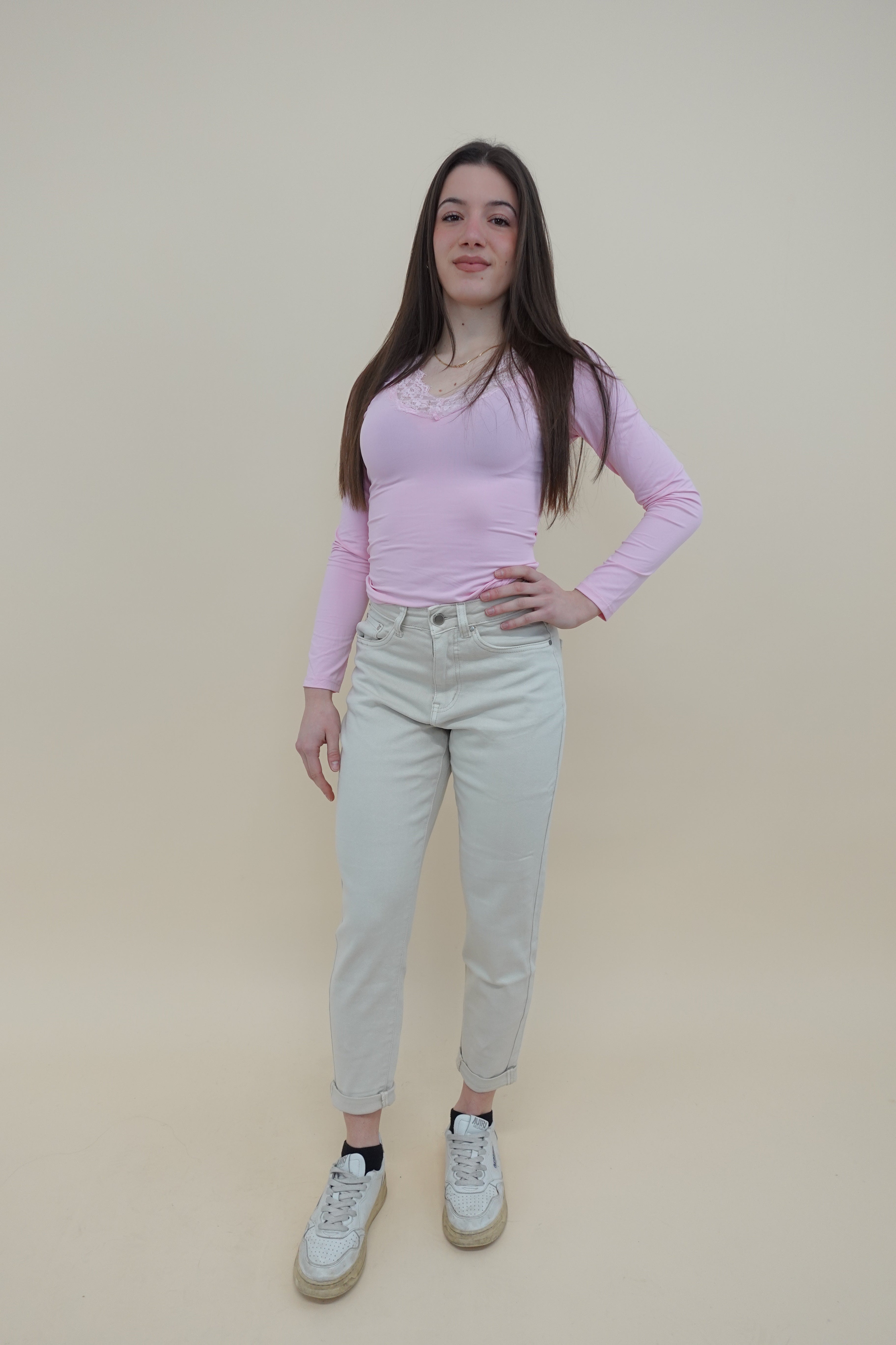 Jeans Momfit Beige