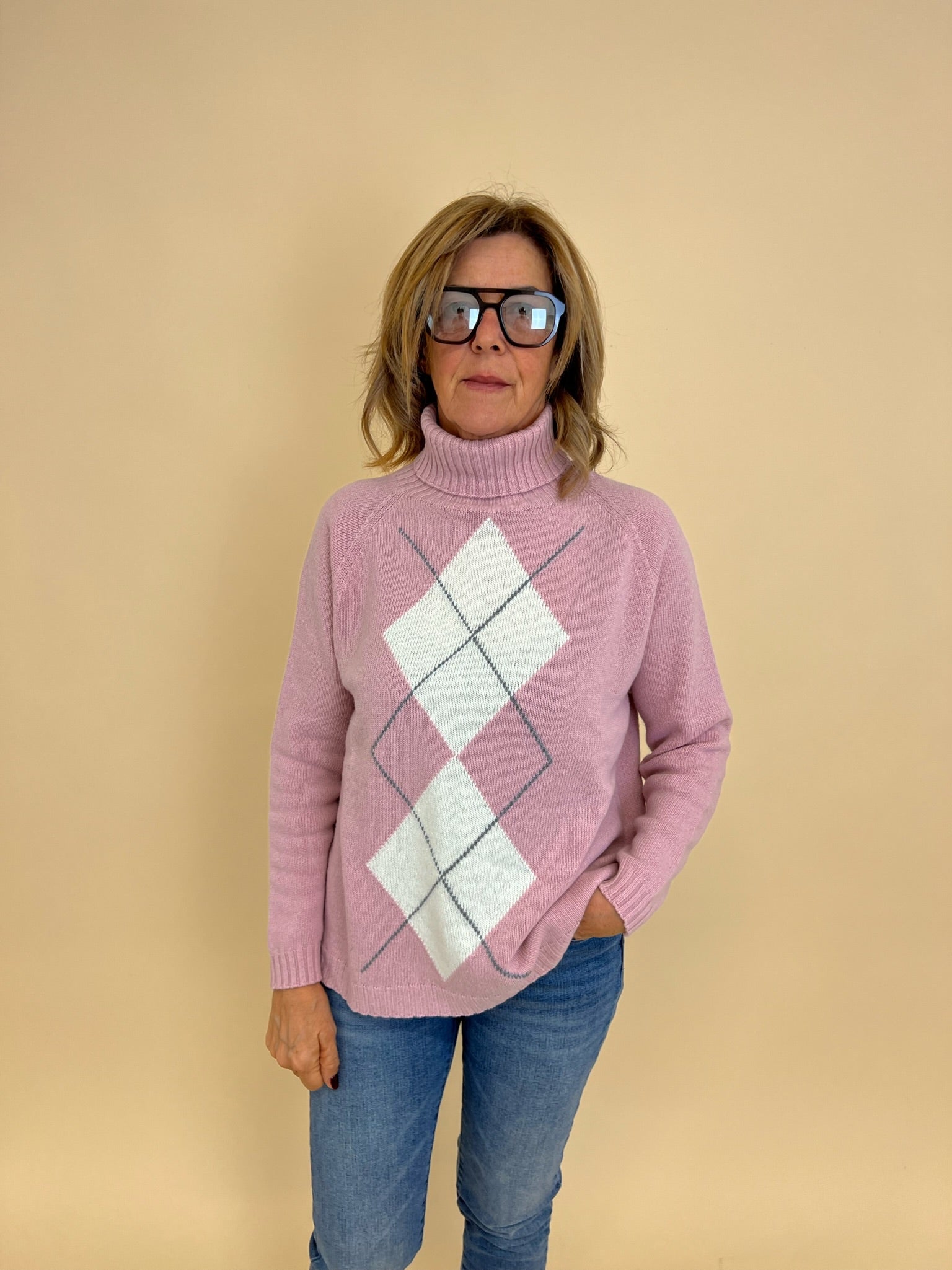 Maglione Rombi Rosa