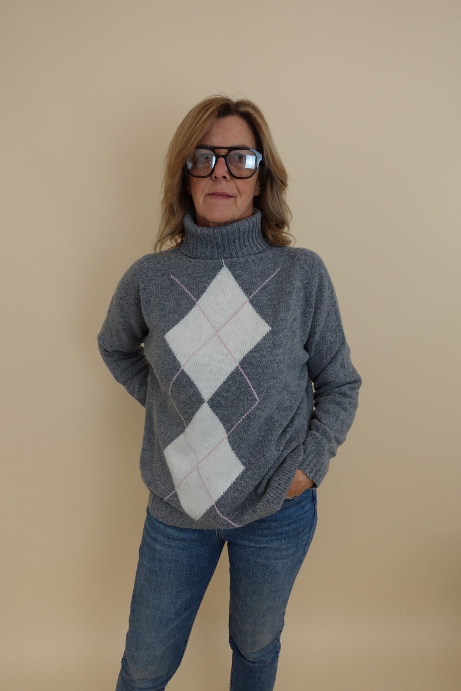 Maglione Rombi Grigio Scuro