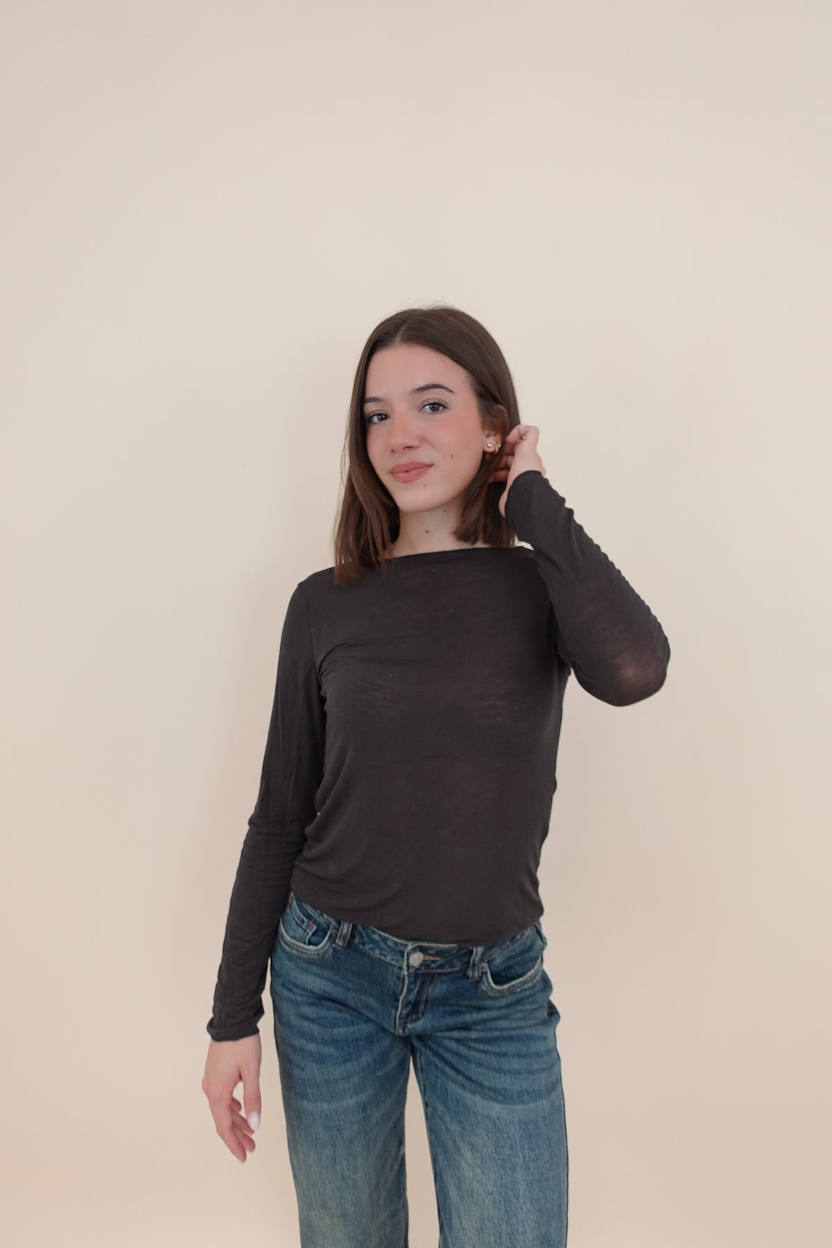 Maglia Misto Cashmere Marrone