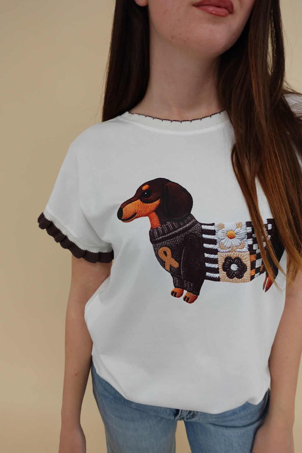 T-shirt Dog Marrone