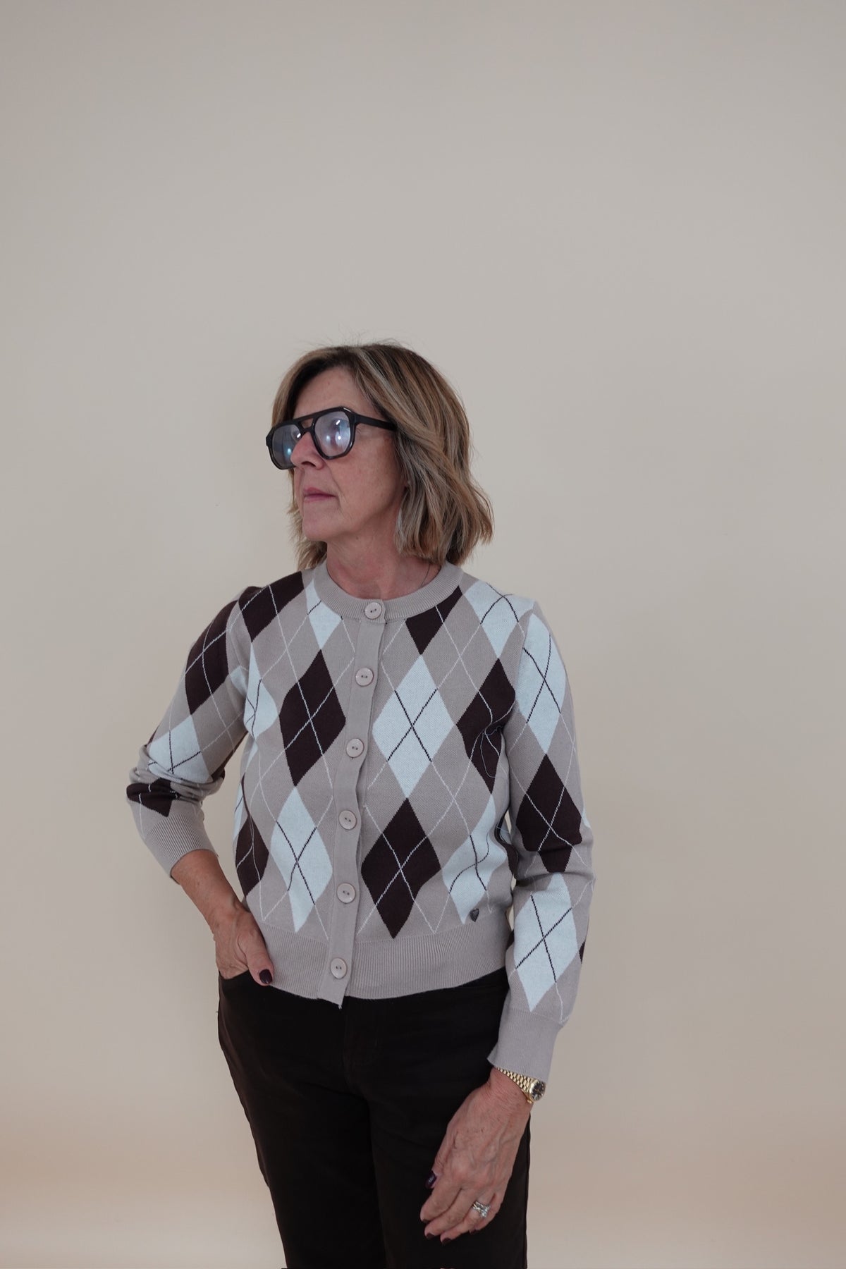 Cardigan Rombi Beige