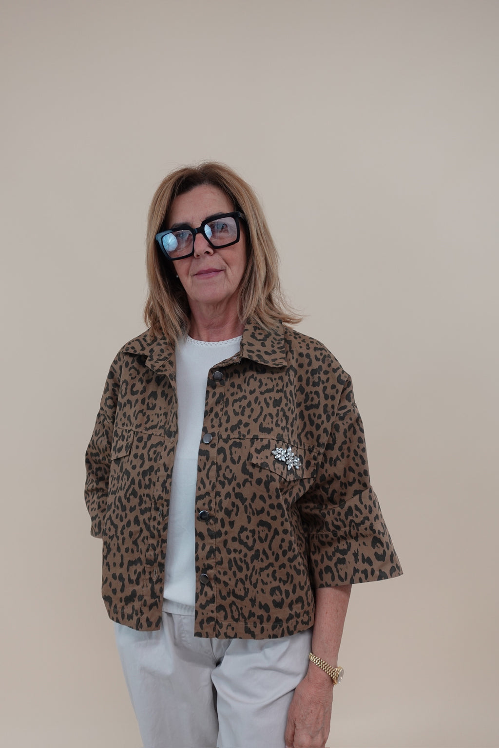 Giacca Shine Leopard Scura