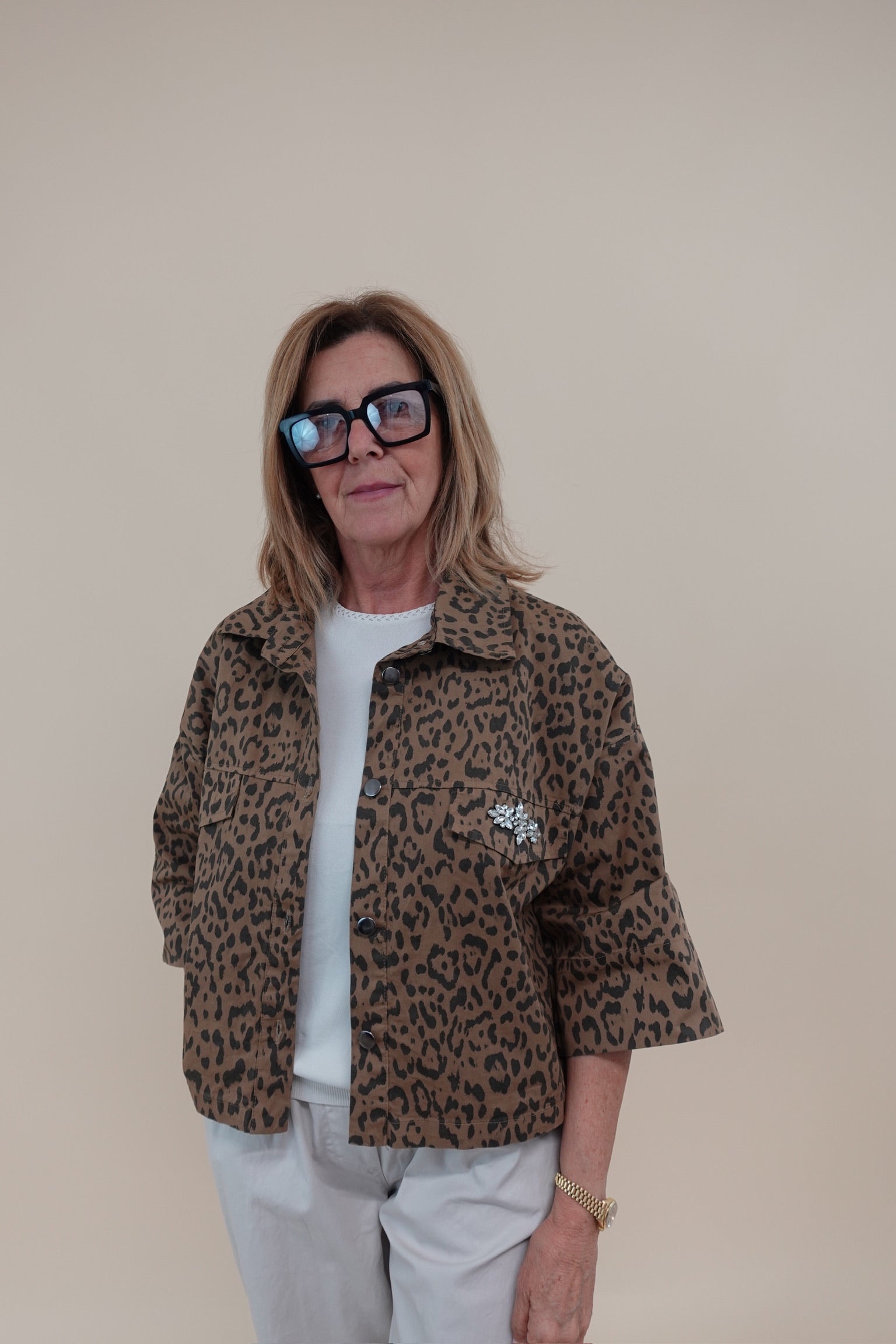 Giacca Shine Leopard Scura