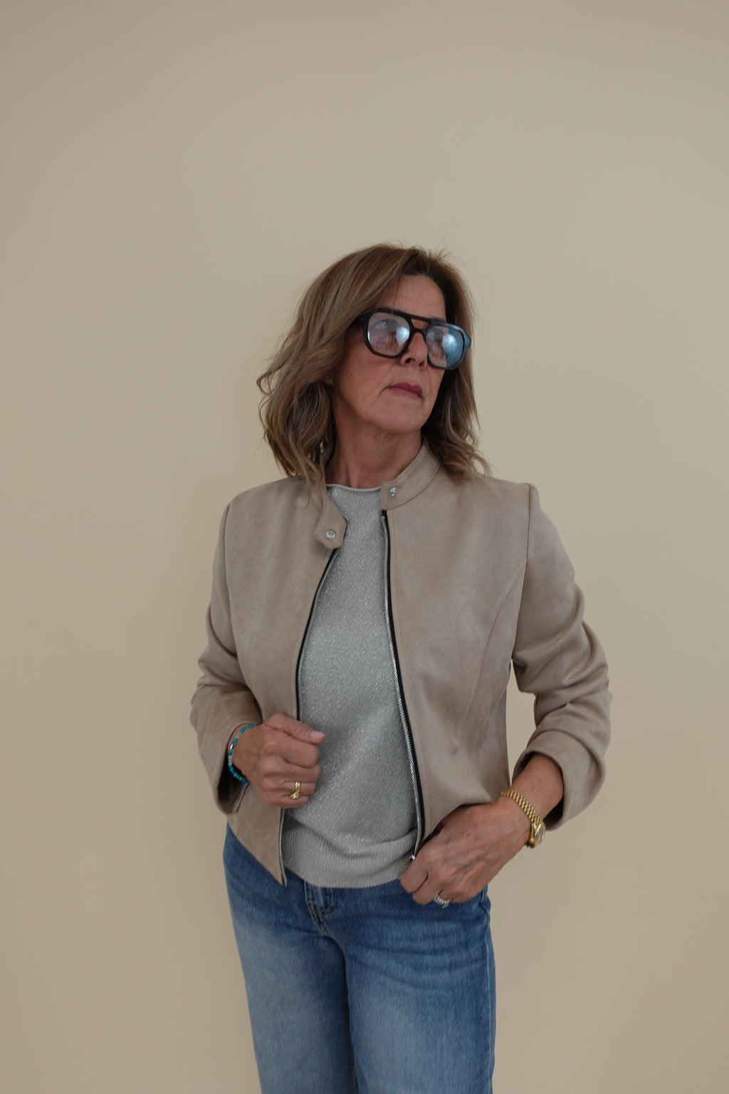 Giacca Biker Camel