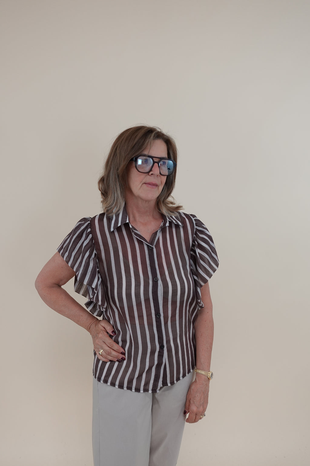 Camicia Line Marrone