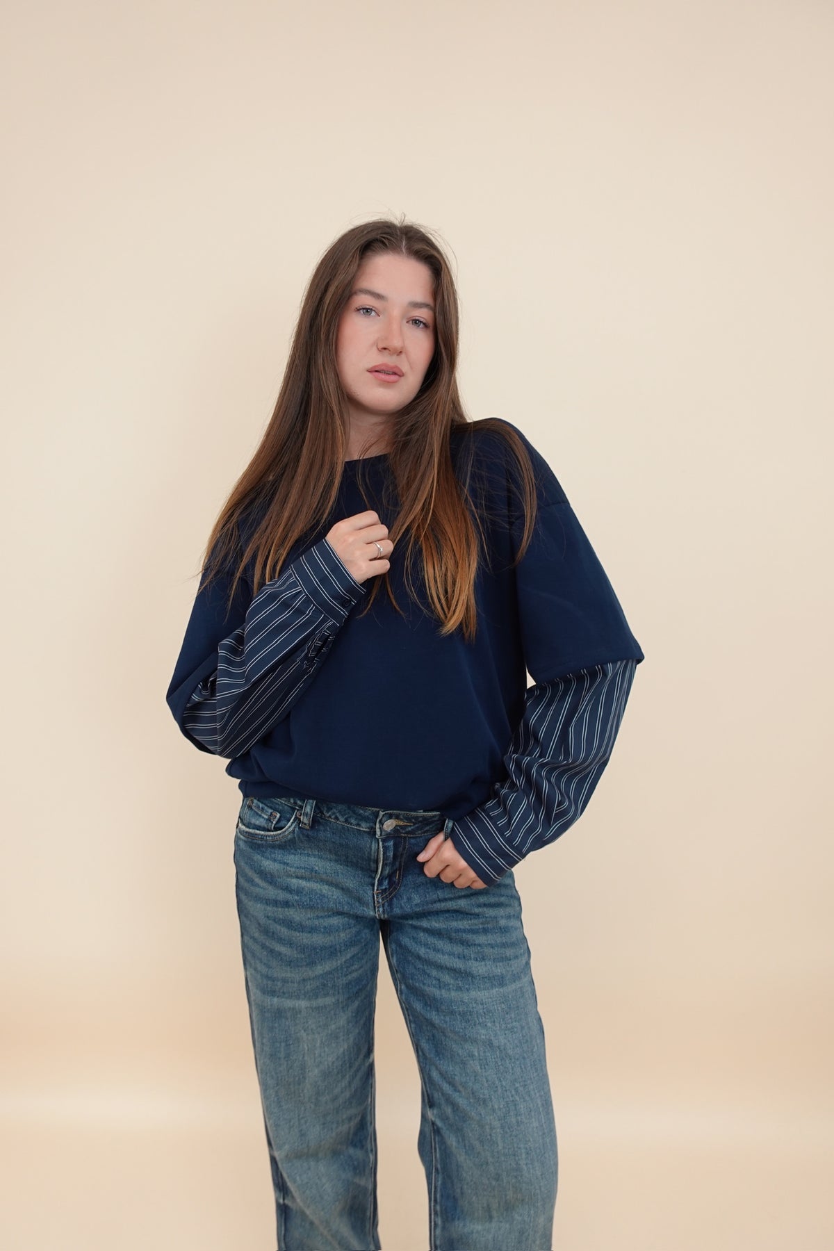 Felpa Camicia Blu
