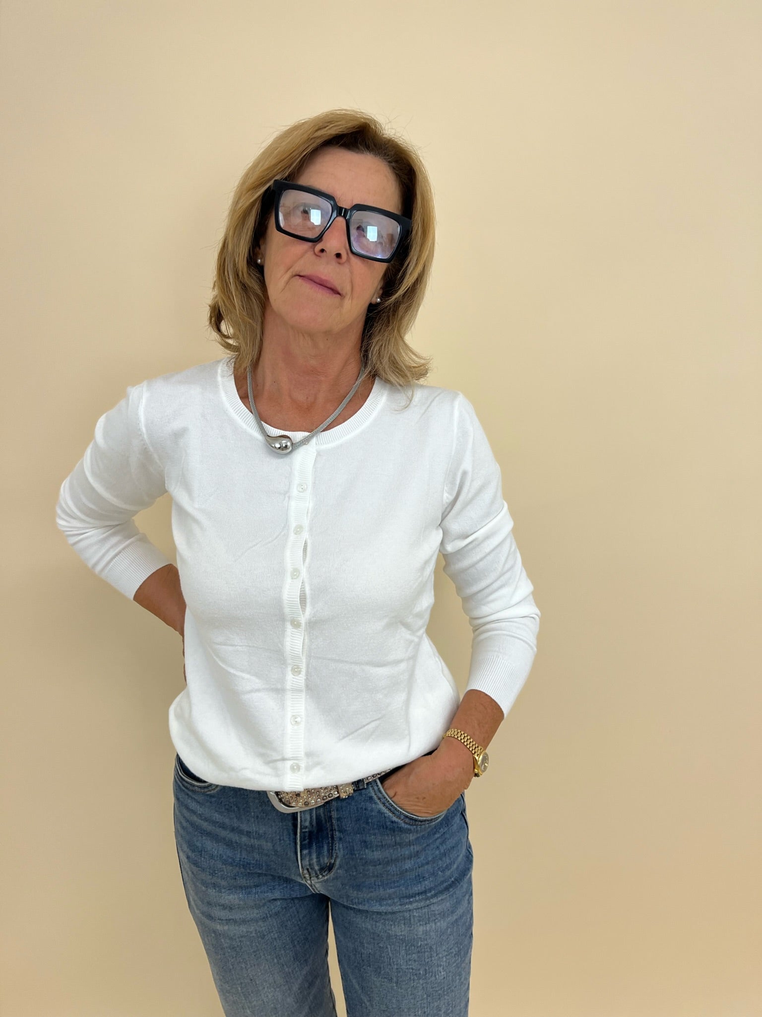 Cardigan Easy Big Bianco