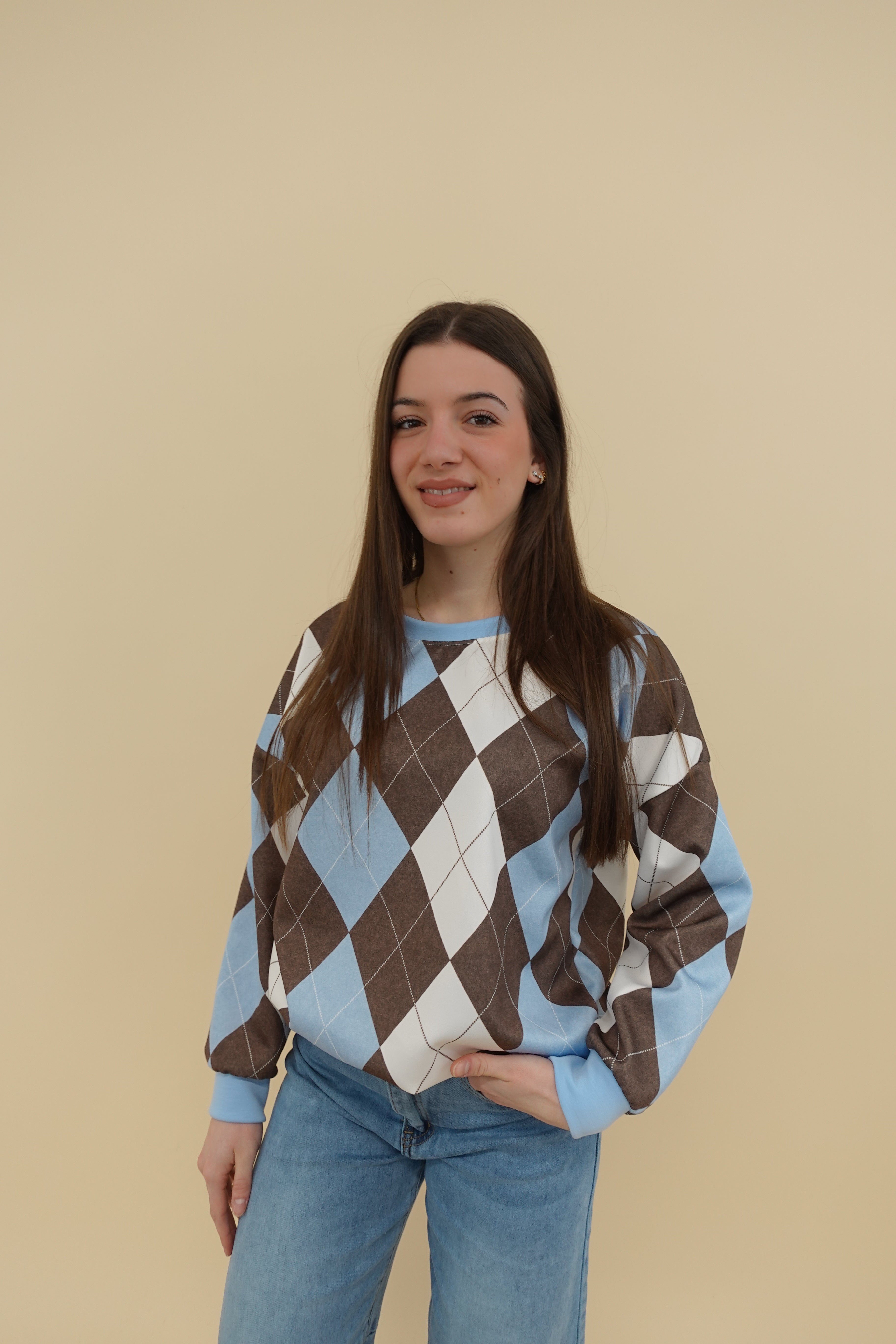 Felpa Scacchi Azzurra