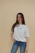 T-shirt "non volevo venire" azzurra