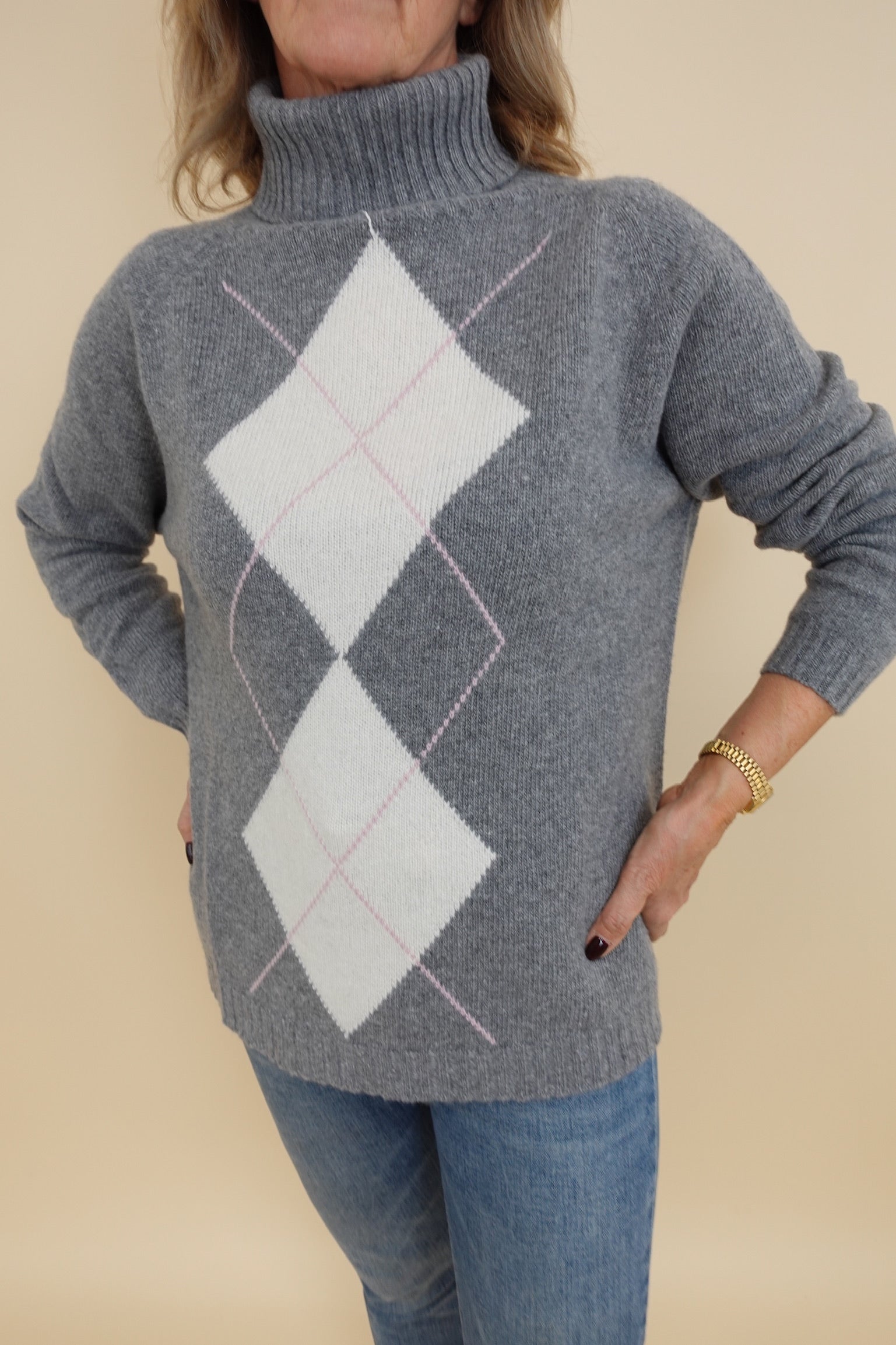 Maglione Rombi Grigio Scuro