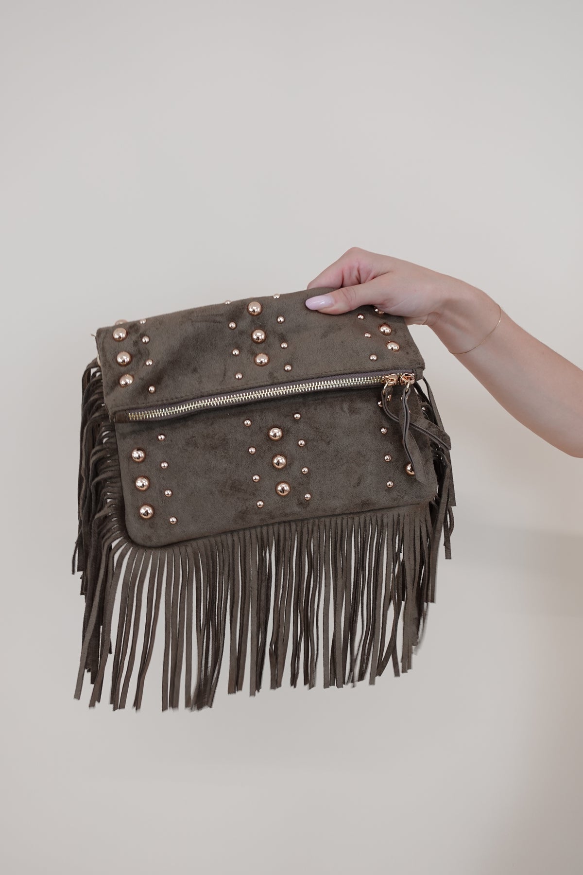 Pochette Frange Beige