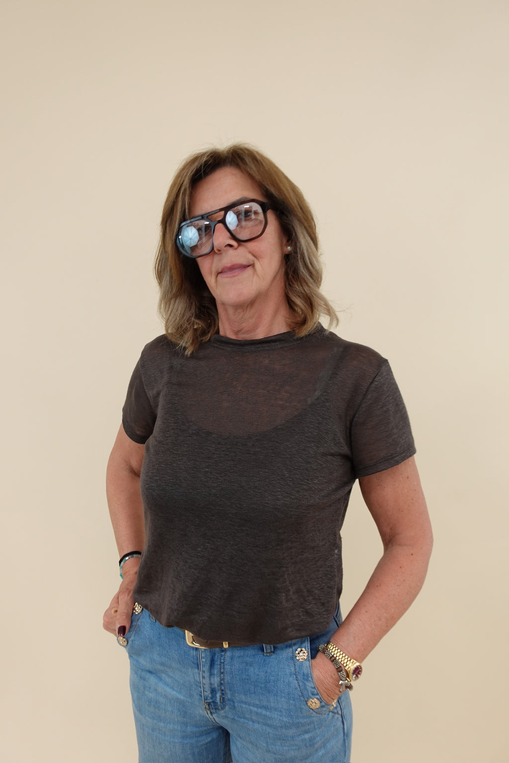 T-shirt Lino Marrone