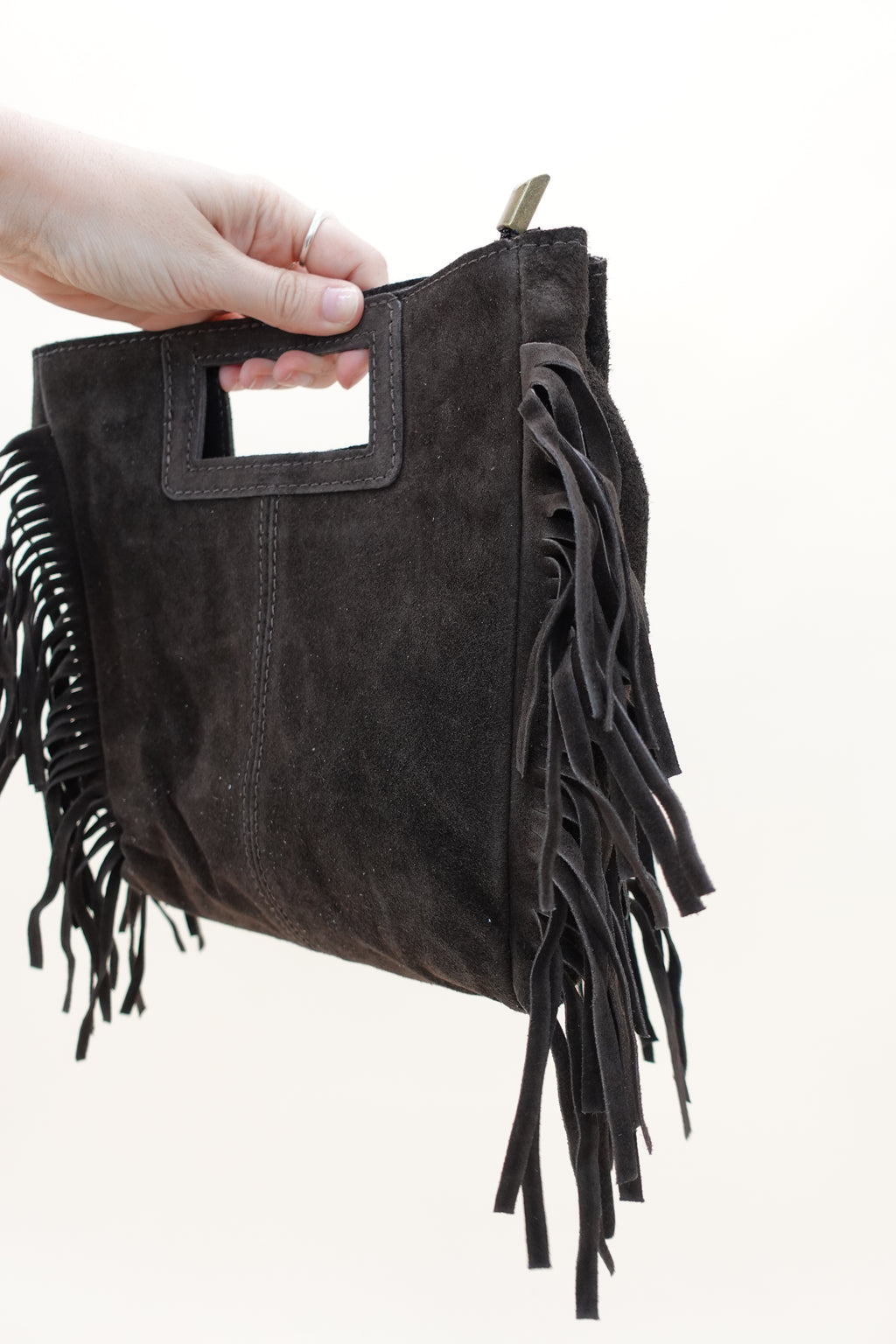 Borsa Frange Pelle Marrone