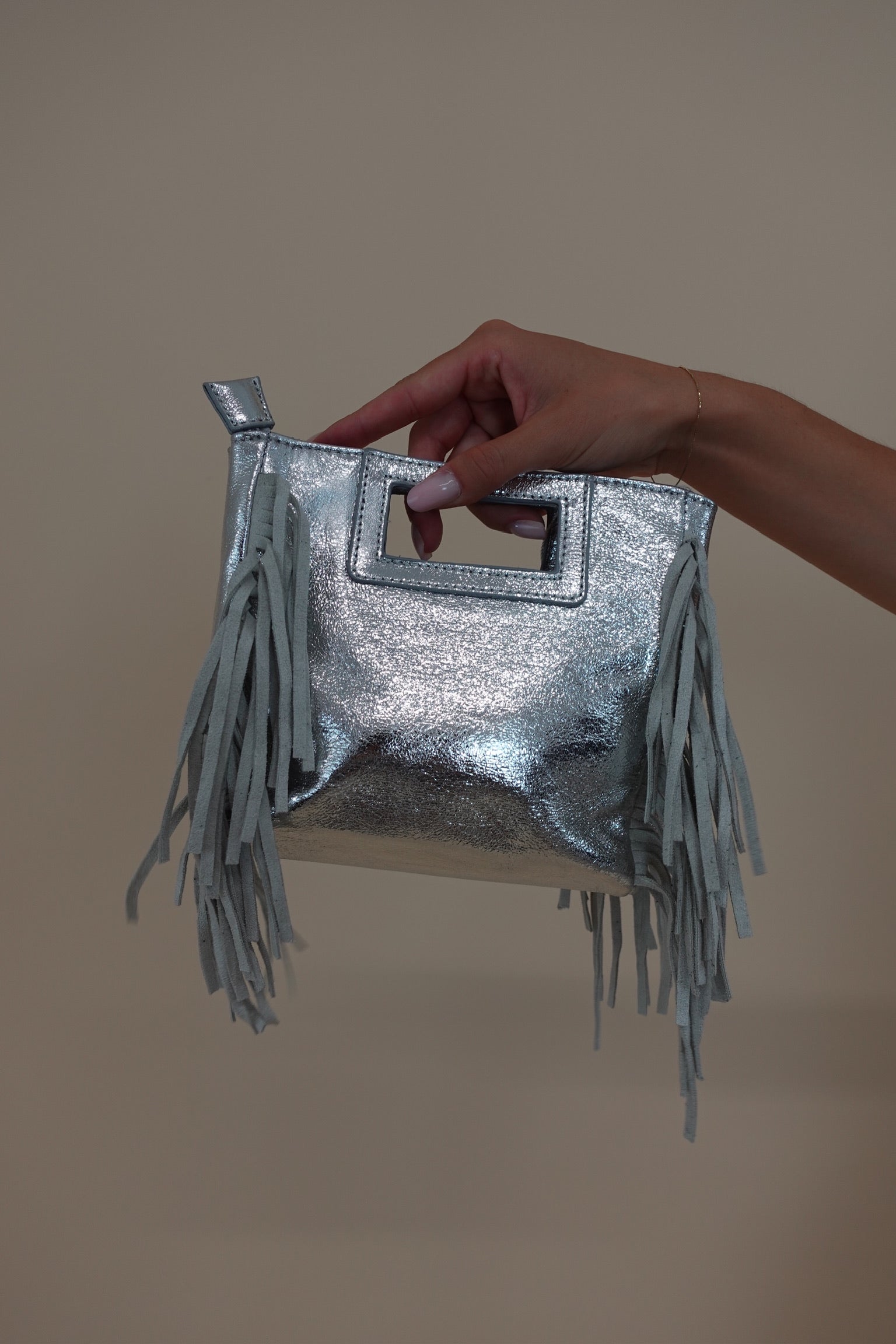 Borsa Frange Lux Argento