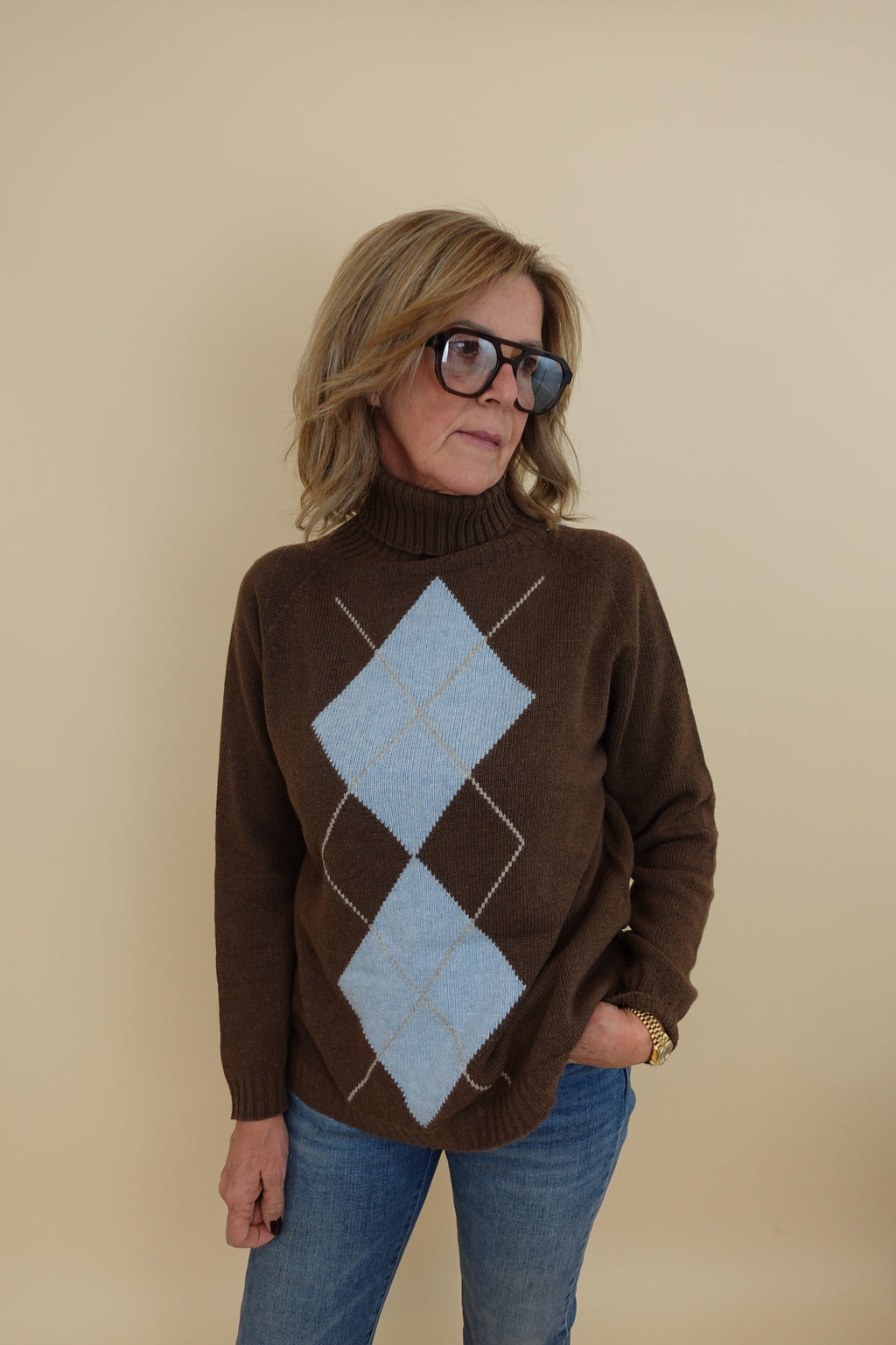 Maglione Rombi Marrone
