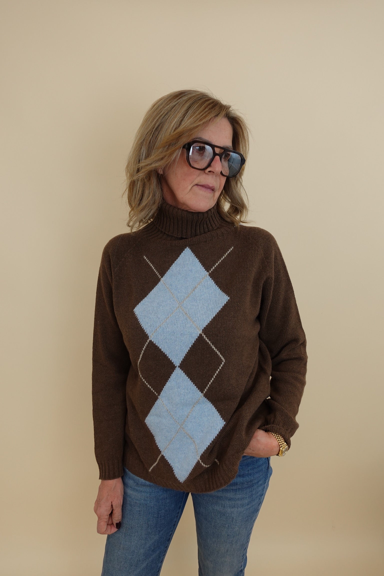 Maglione Rombi Marrone