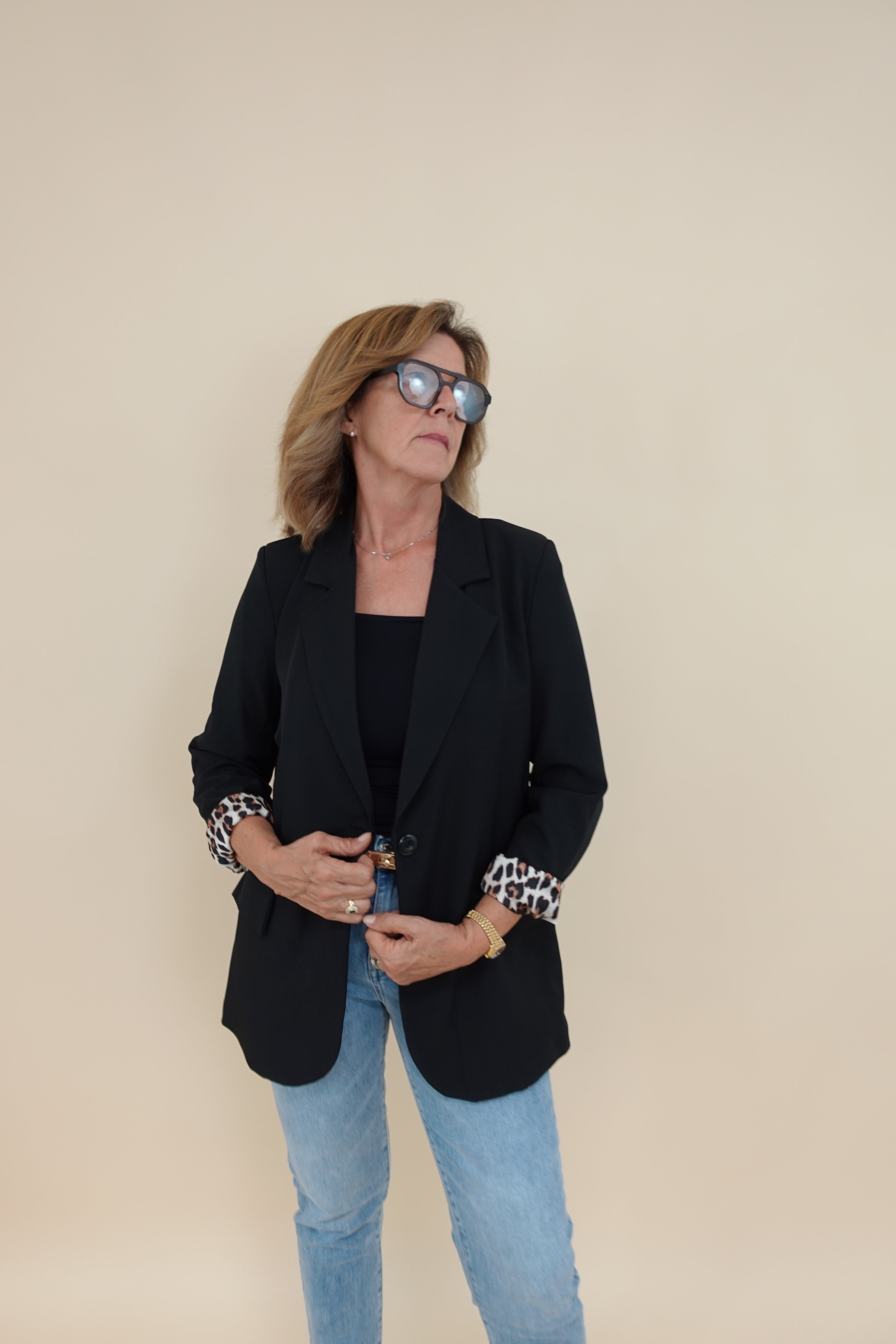 Giacca Leopard over black