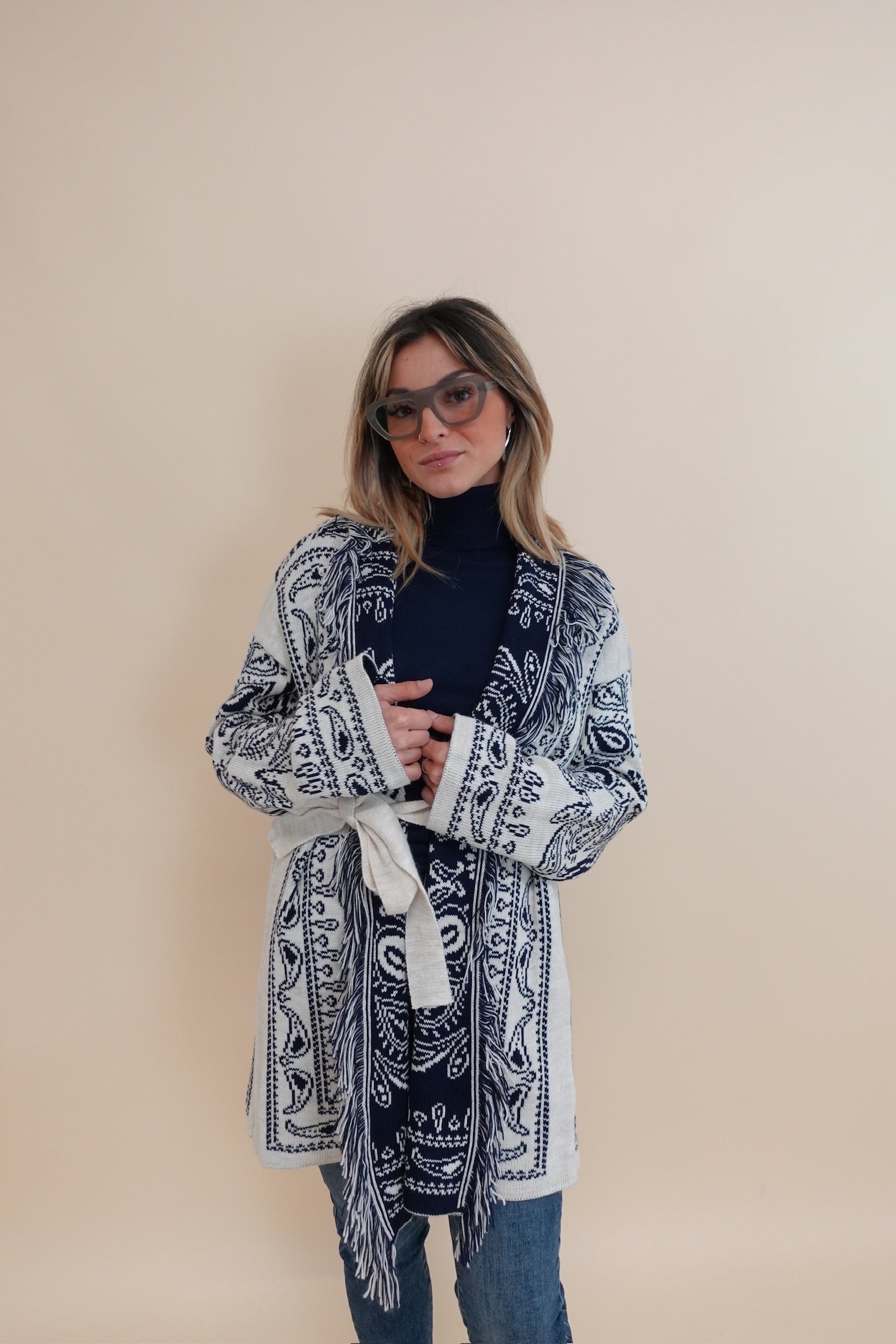 Cardigan Bandana Blu