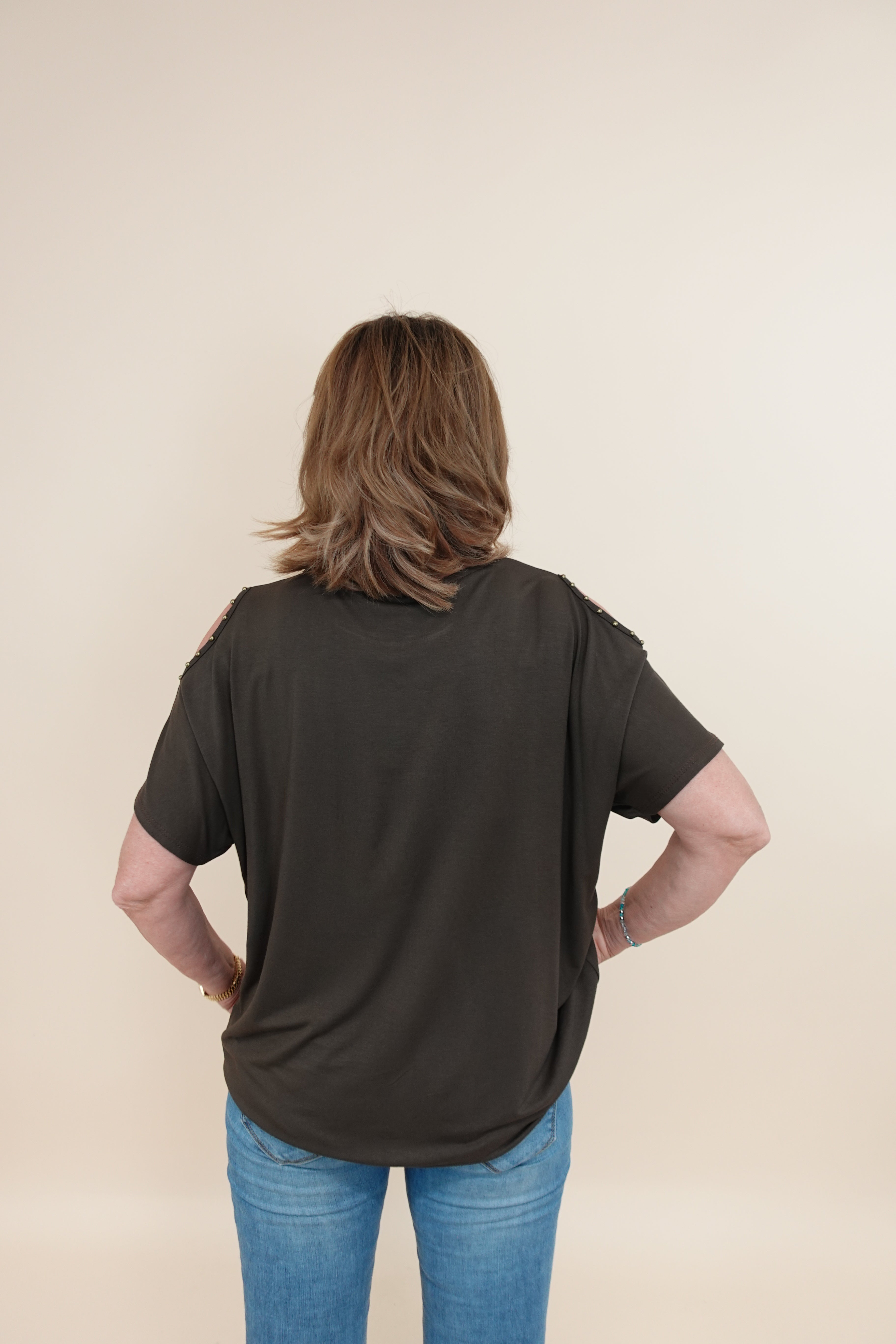 Maglia Over Borchie Marrone