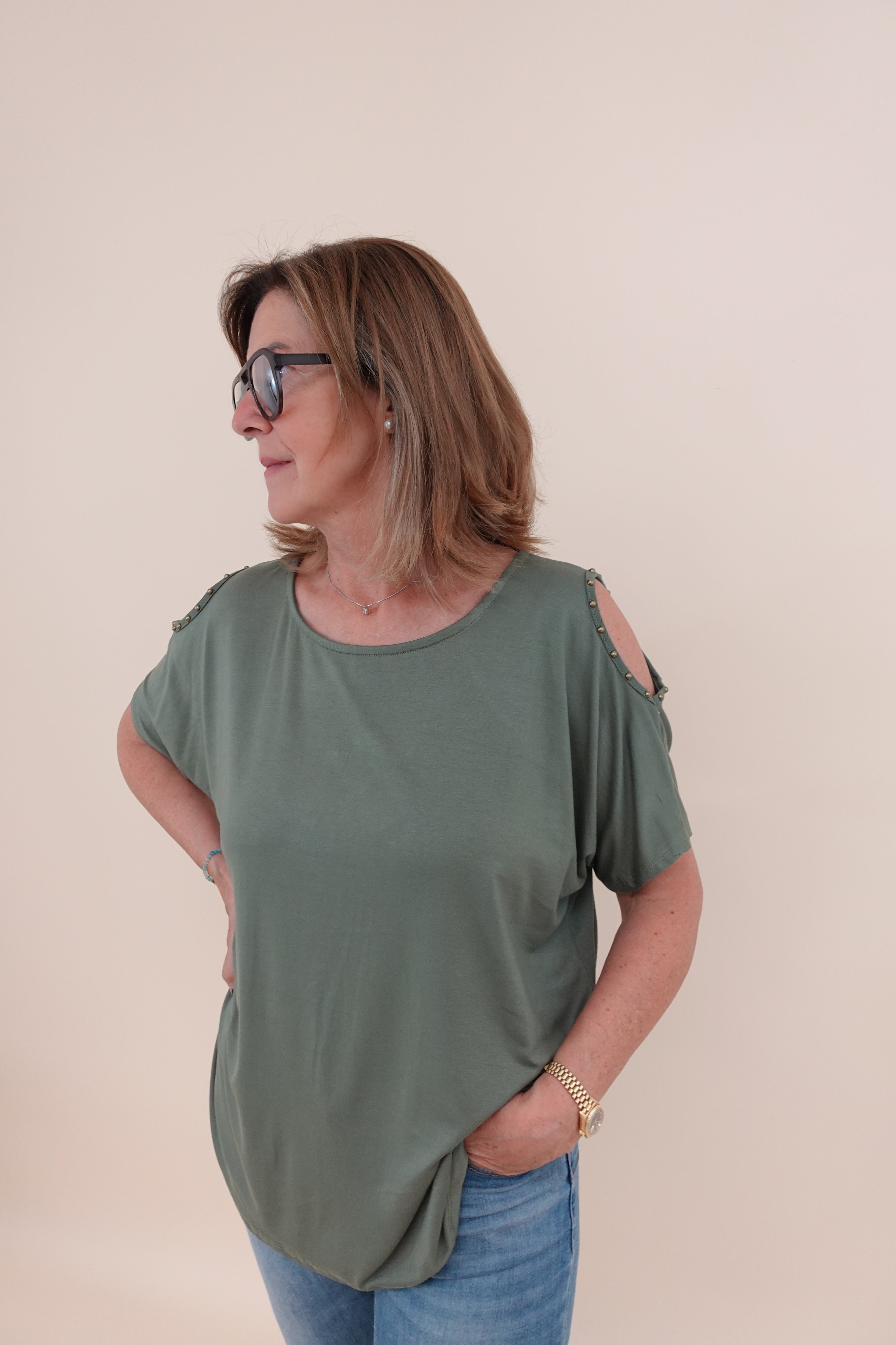Maglia Over Borchie Verde