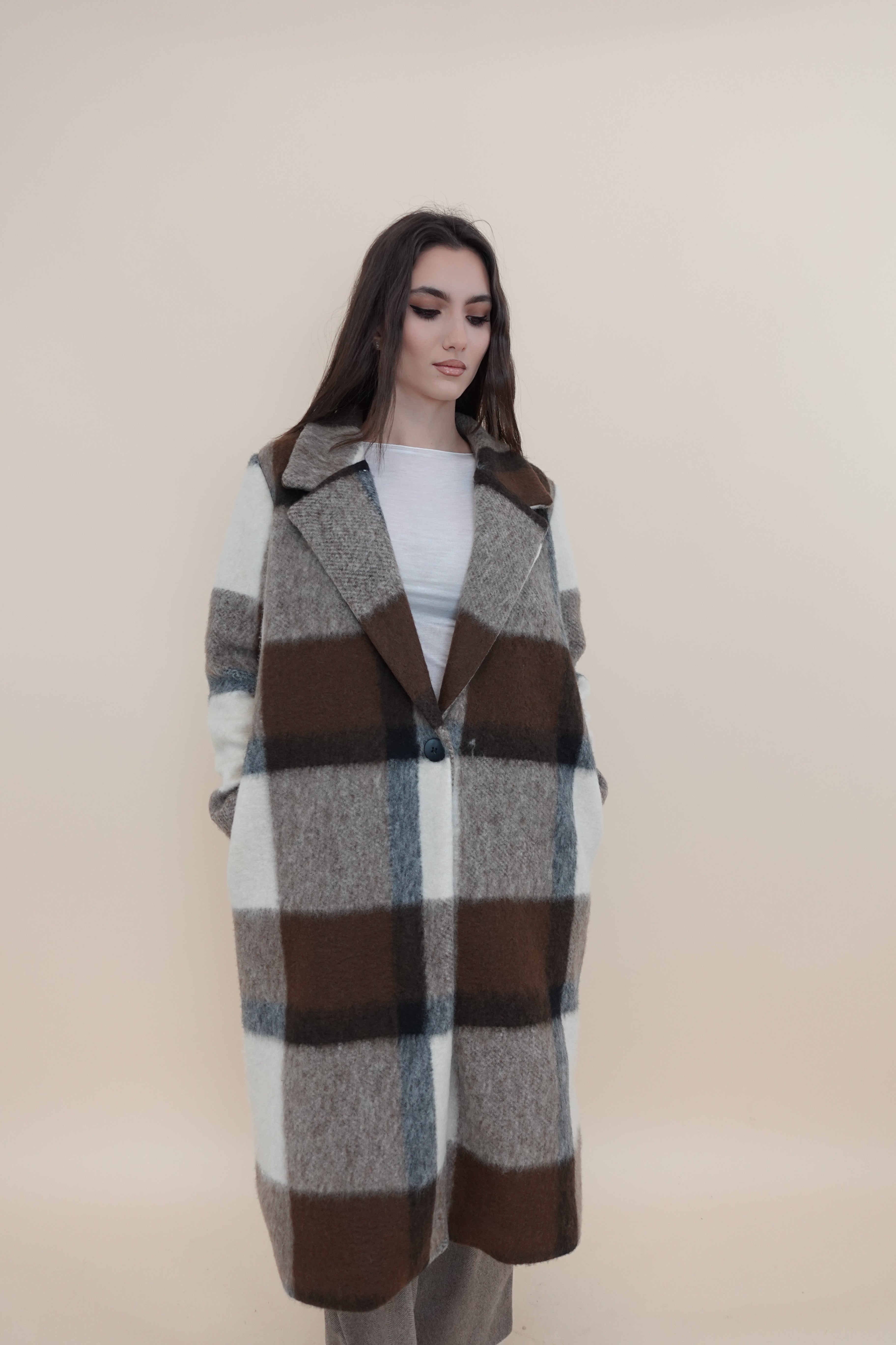 Cappotto Scacchi Marrone